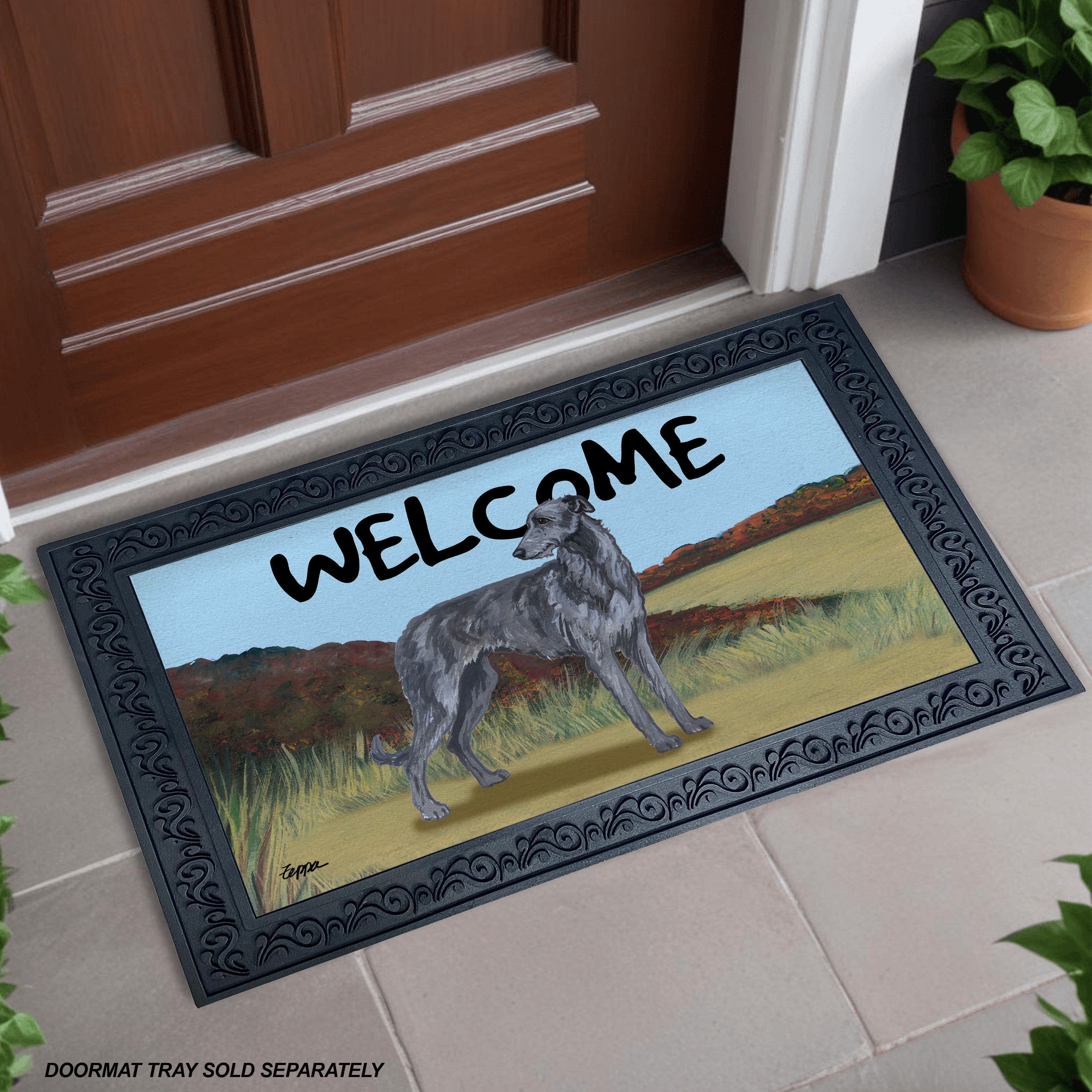 Scottish Deerhound Field Scene Welcome Mat