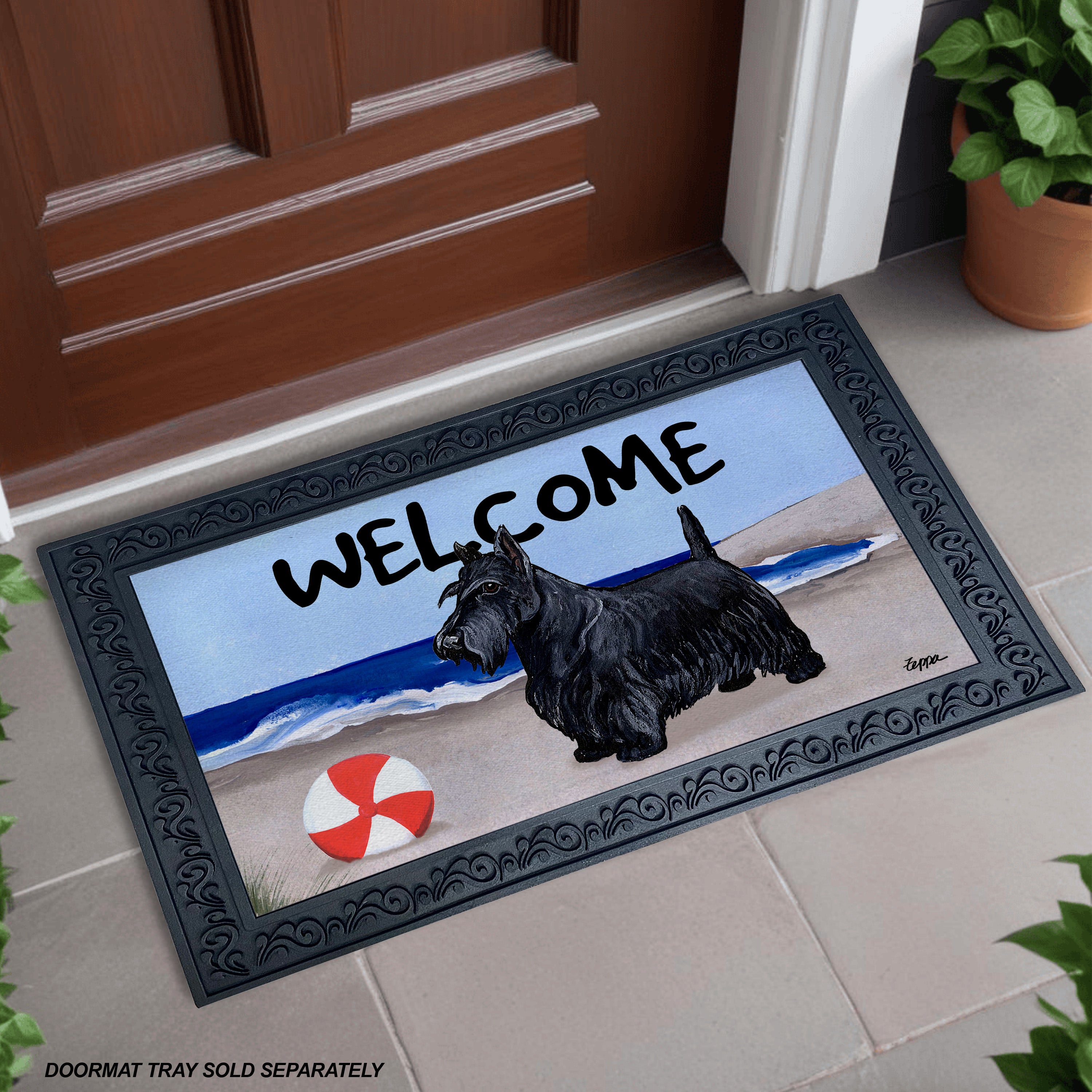 Scottish Terrier Beach Scene Welcome Mat