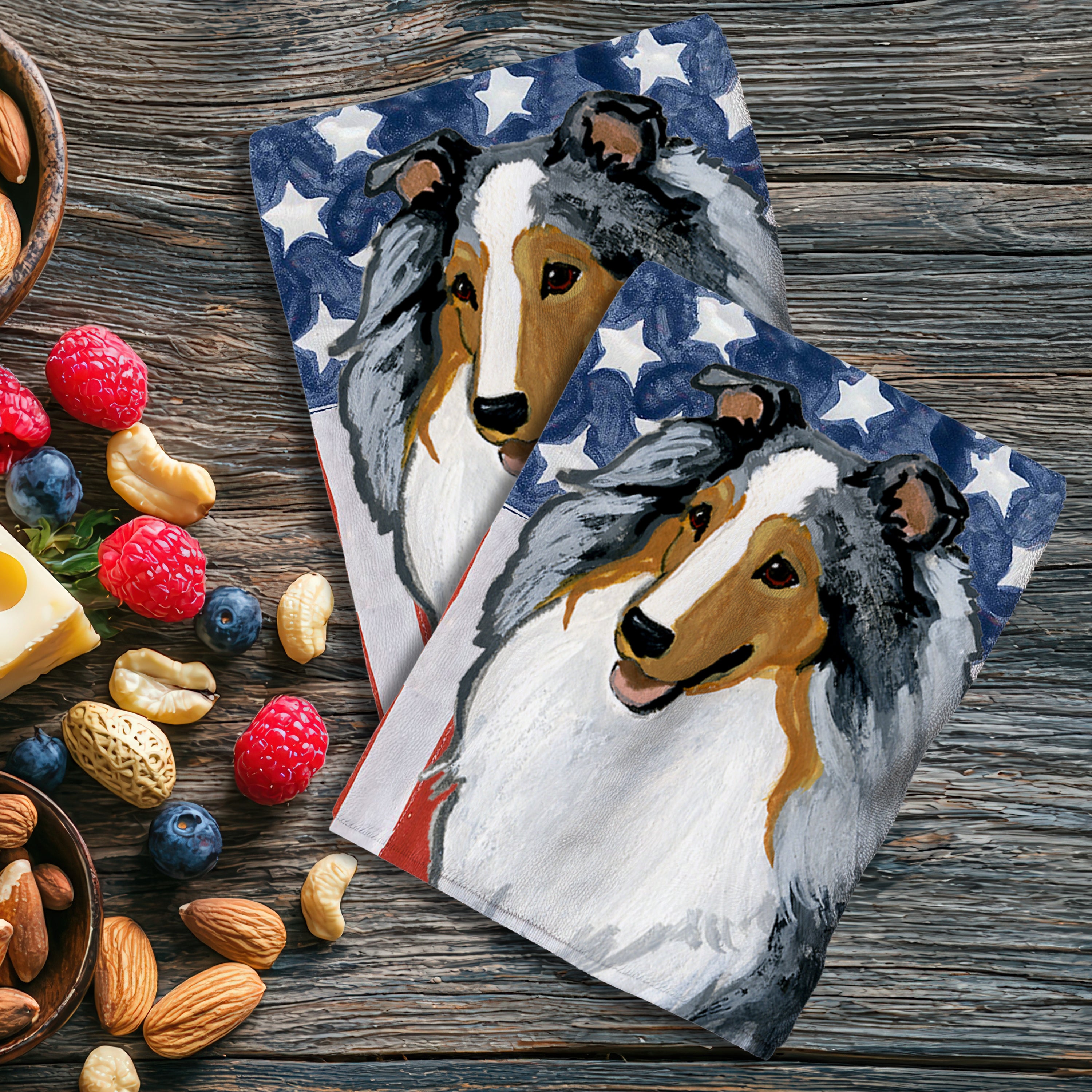 Blue Merle Sheltie Americana Kitchen Towel Set