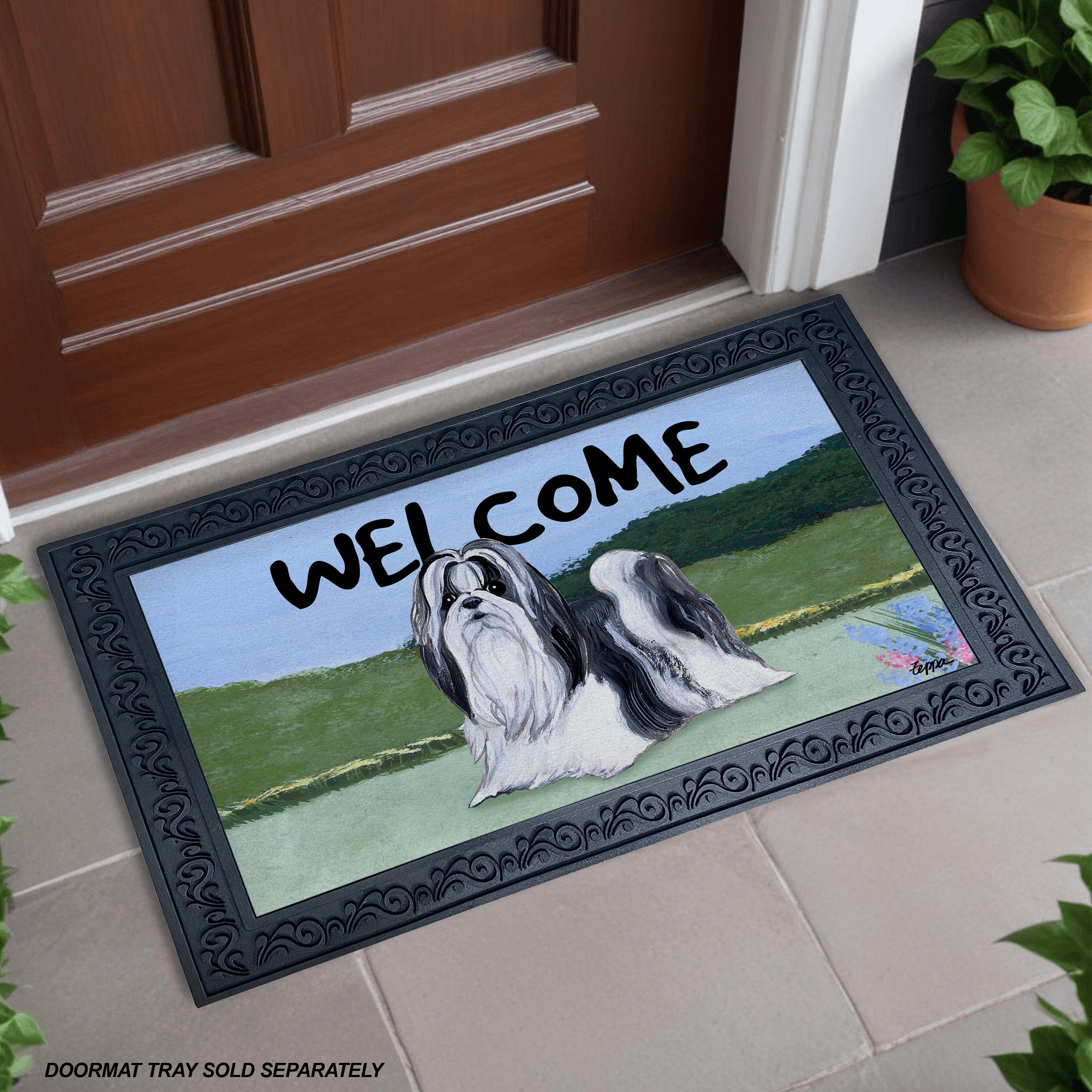 Shih Tzu Yard Scene Welcome Mat