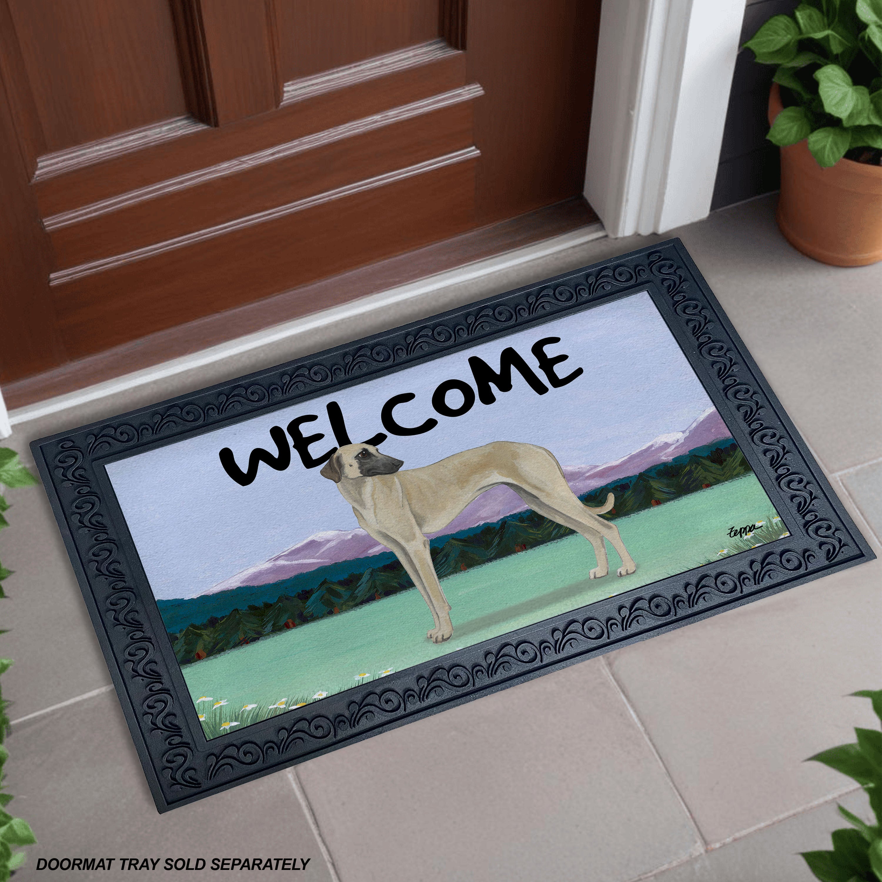 Sloughi Mountain Scene Welcome Mat