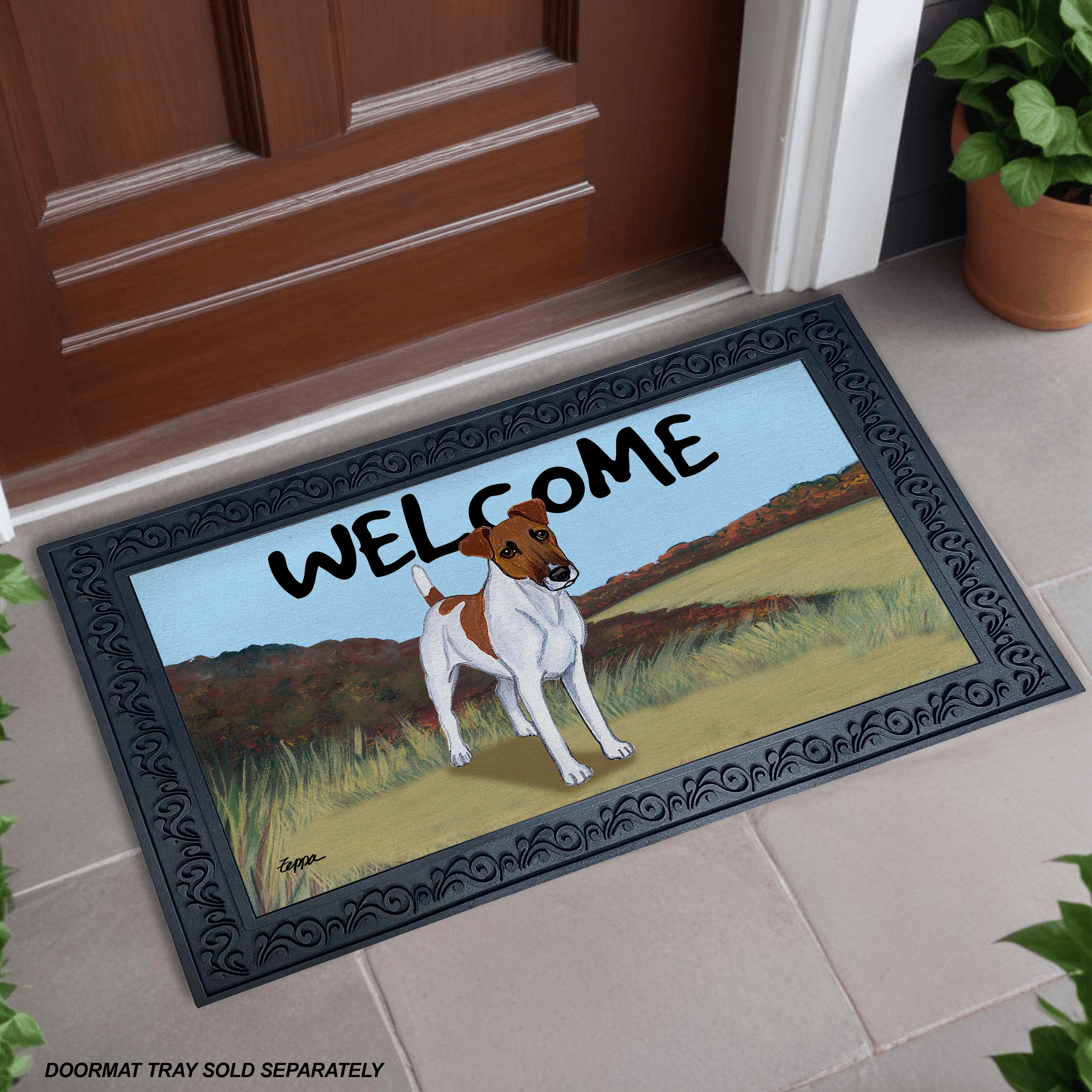 Smooth Fox Terrier Field Scene Welcome Mat