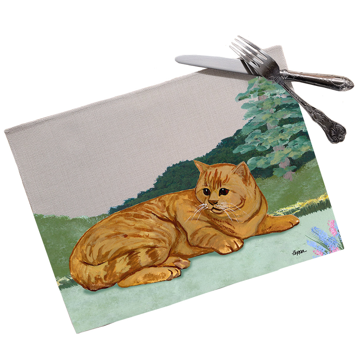 Orange Tabby Cat Scenic Placemats