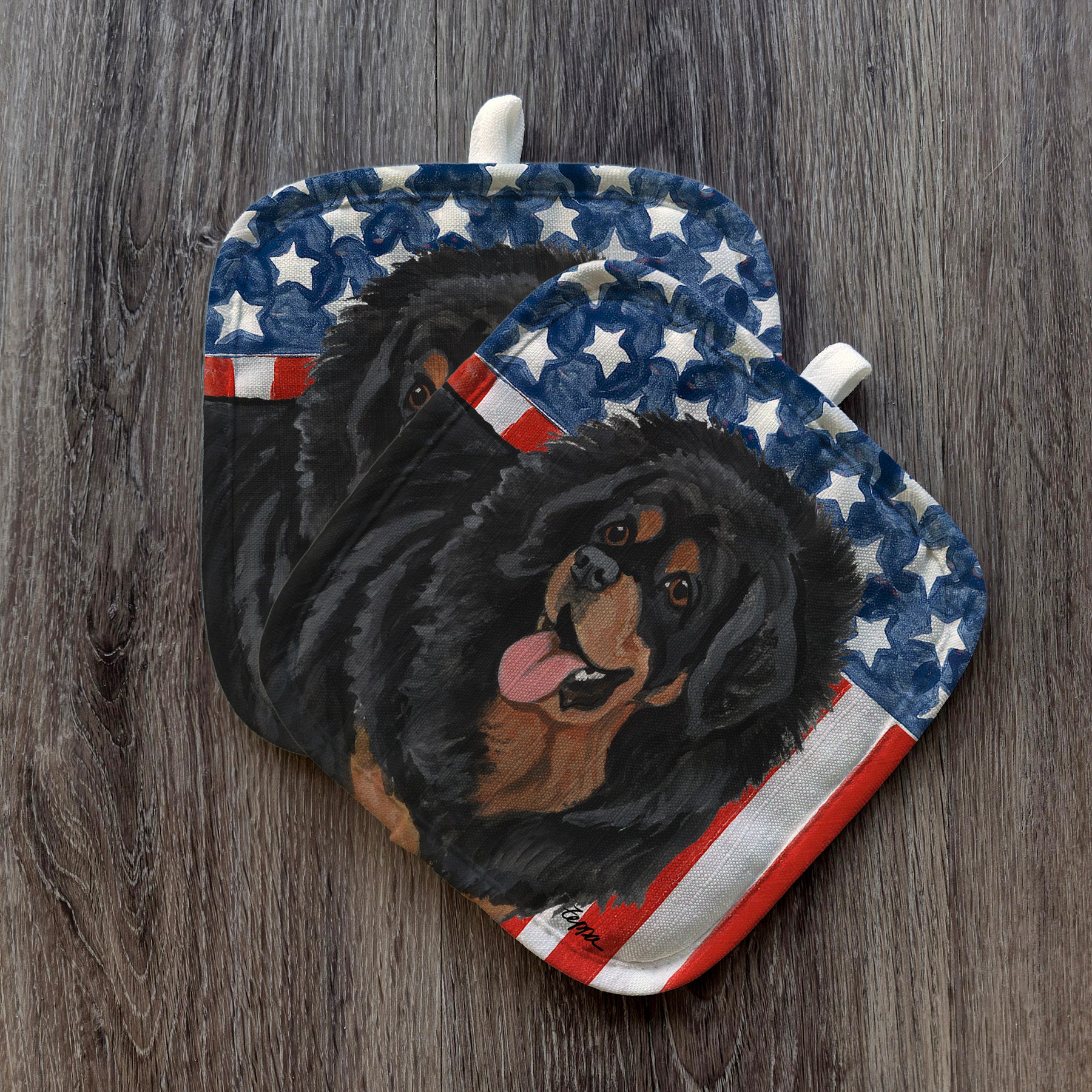 Tibetan Mastiff Americana Pot Holders