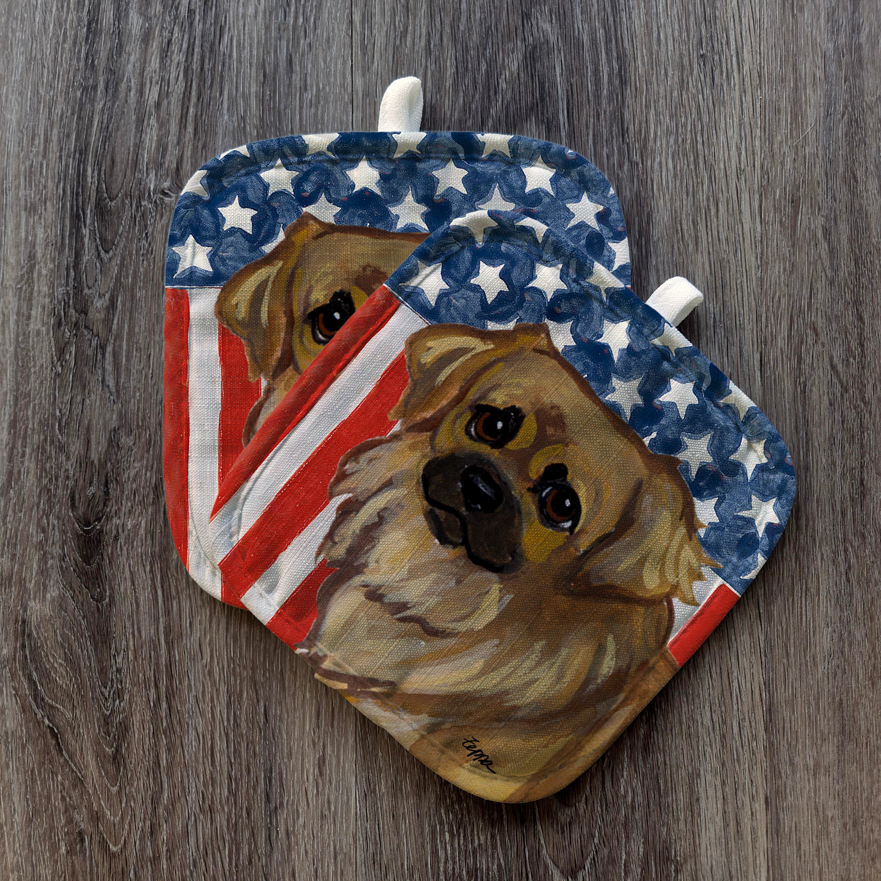 Tibetan Spaniel Americana Pot Holders