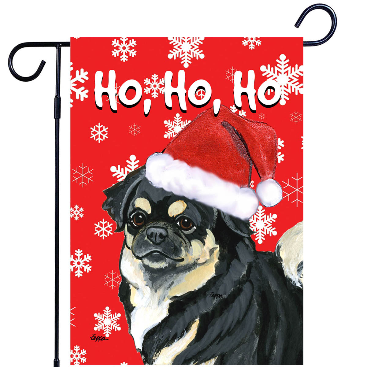 Tibetan Spaniel Ho Ho Ho Garden Flag