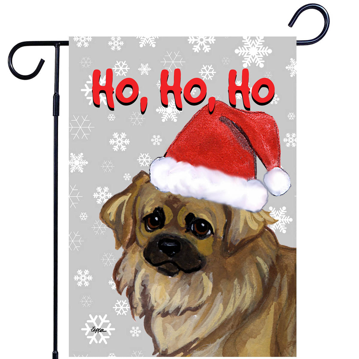 Tibetan Spaniel Ho Ho Ho Garden Flag