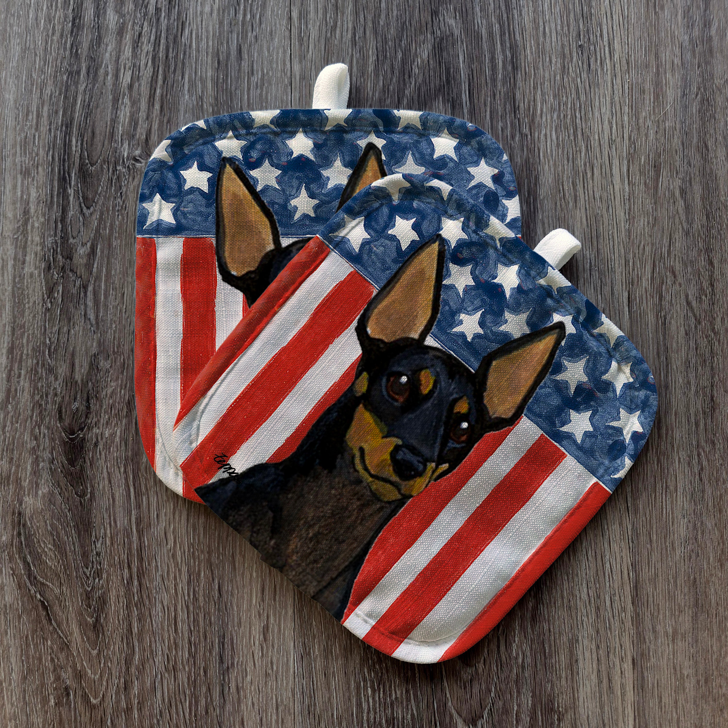 Toy Manchester Terrier Americana Pot Holders