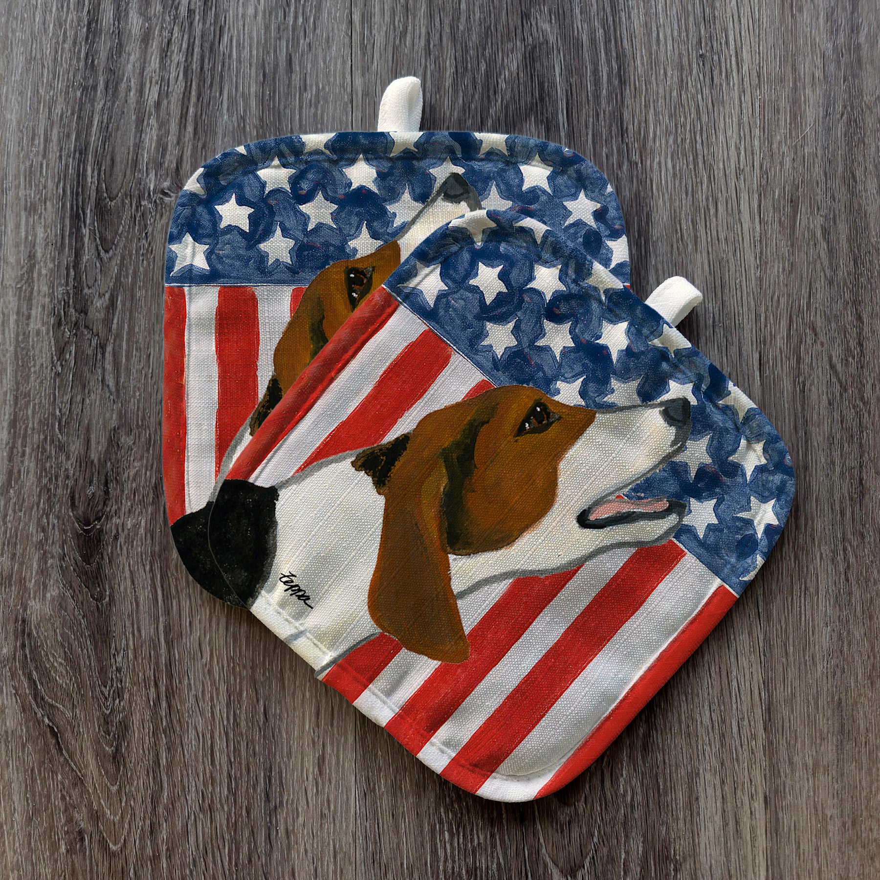 Treeing Walker Coonhound Americana Pot Holders