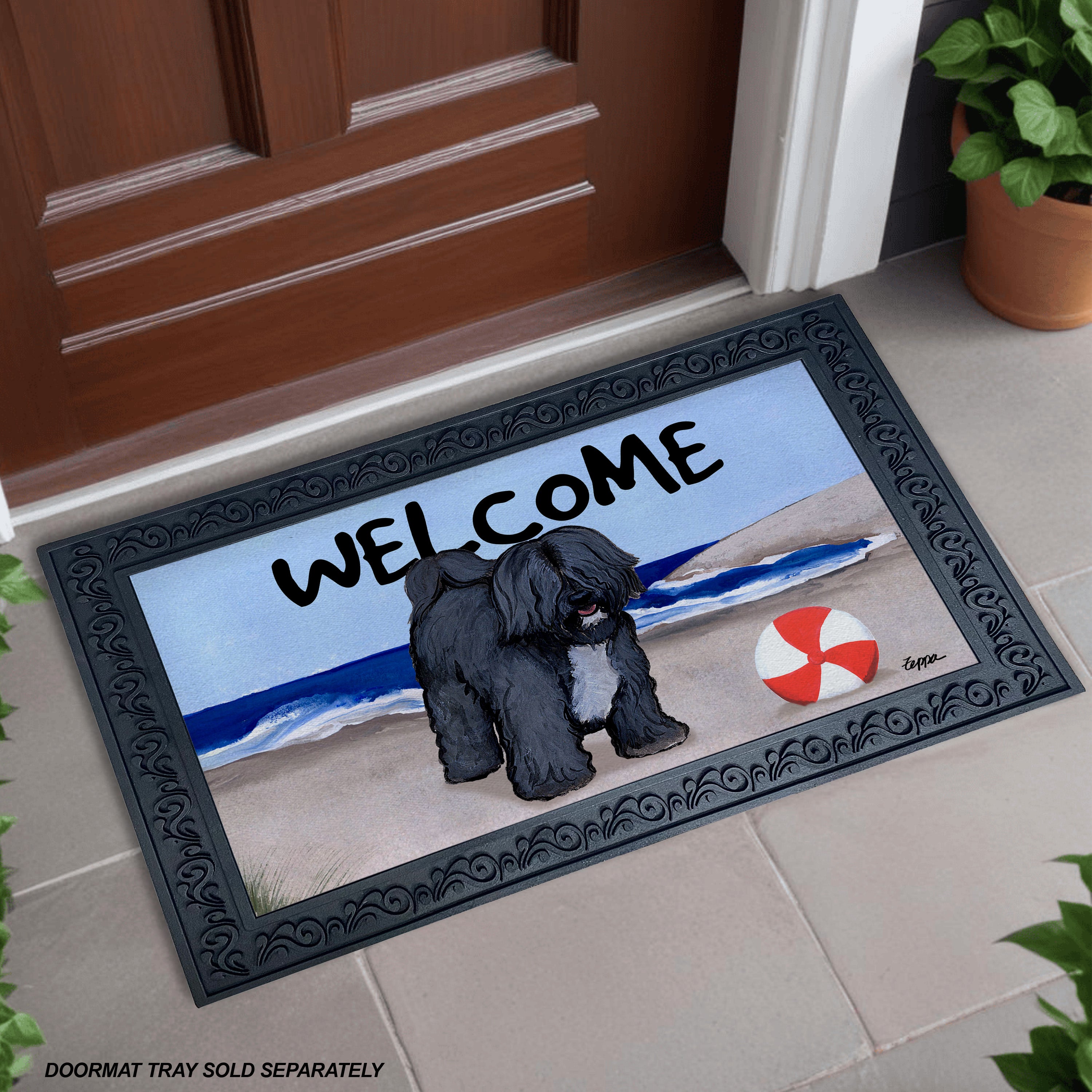 Tibetan Terrier Beach Scene Welcome Mat