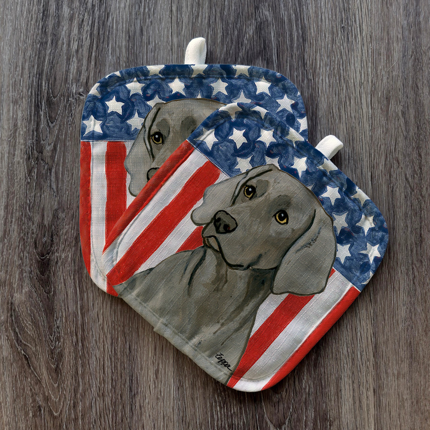 Weimaraner Americana Pot Holders