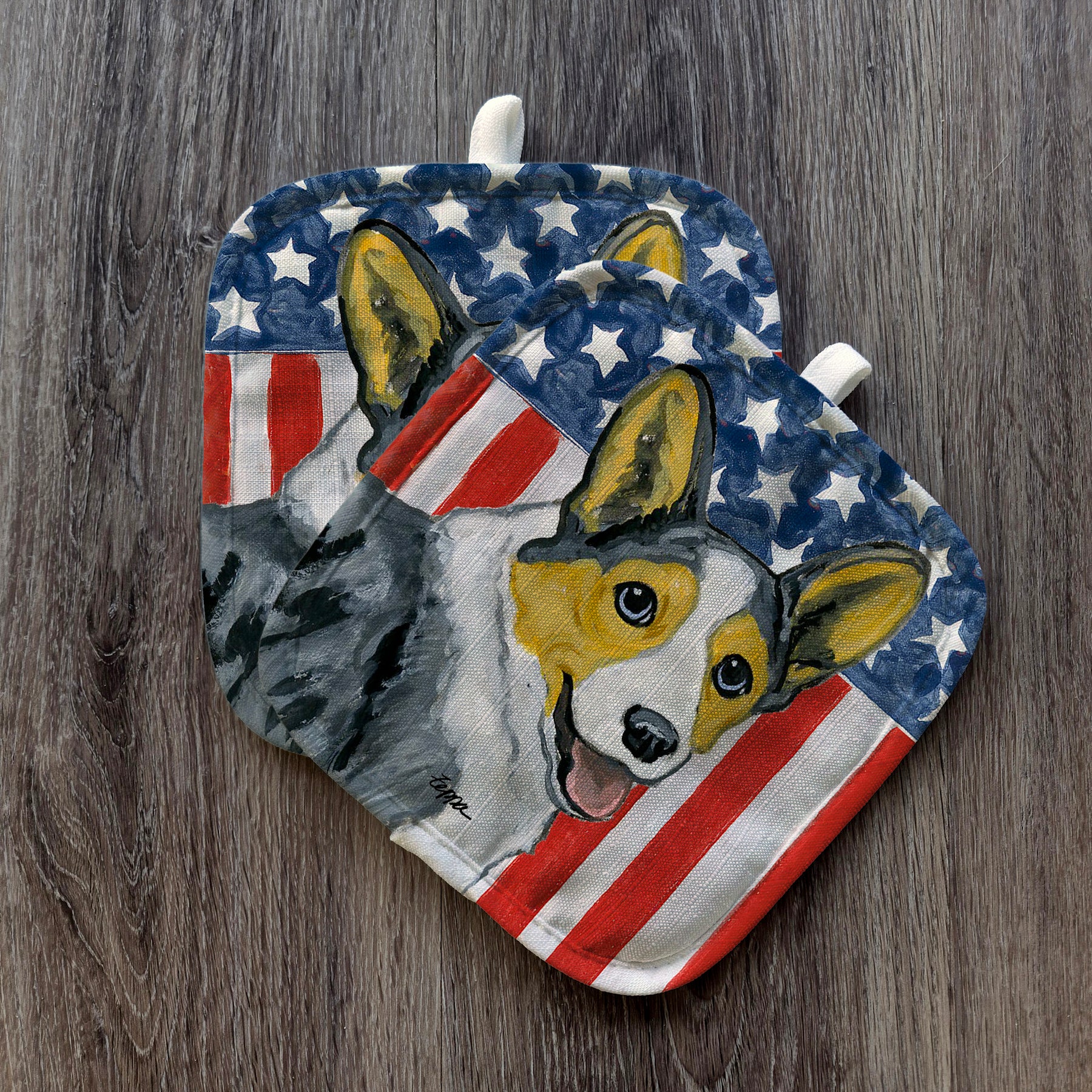 Cardigan Welsh Corgi Americana Pot Holder Set