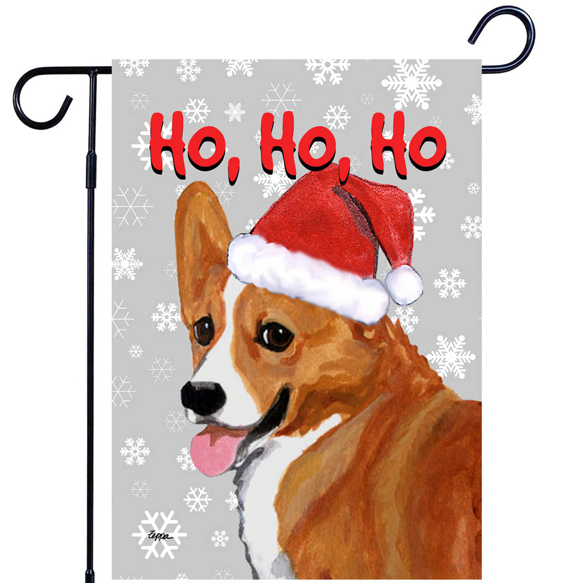 Welsh Corgi Ho Ho Ho Garden Flag