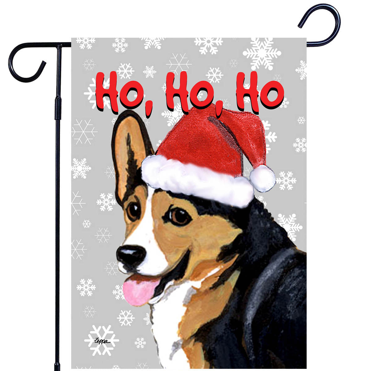 Welsh Corgi Ho Ho Ho Garden Flag