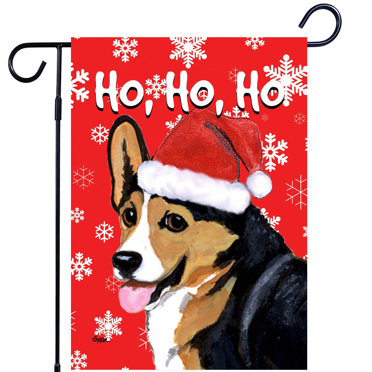 Welsh Corgi Ho Ho Ho Garden Flag