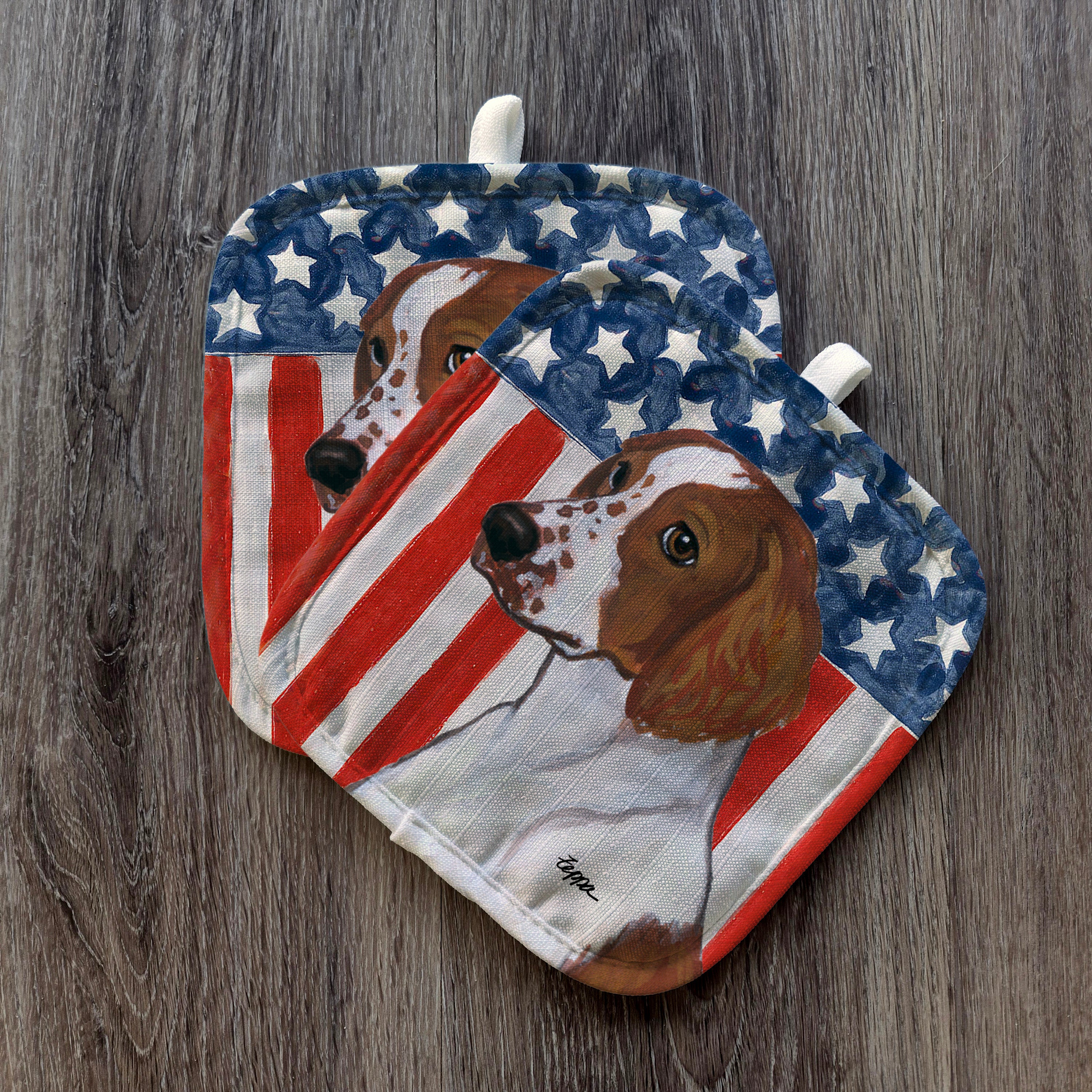 Welsh Springer Spaniel Americana Pot Holders