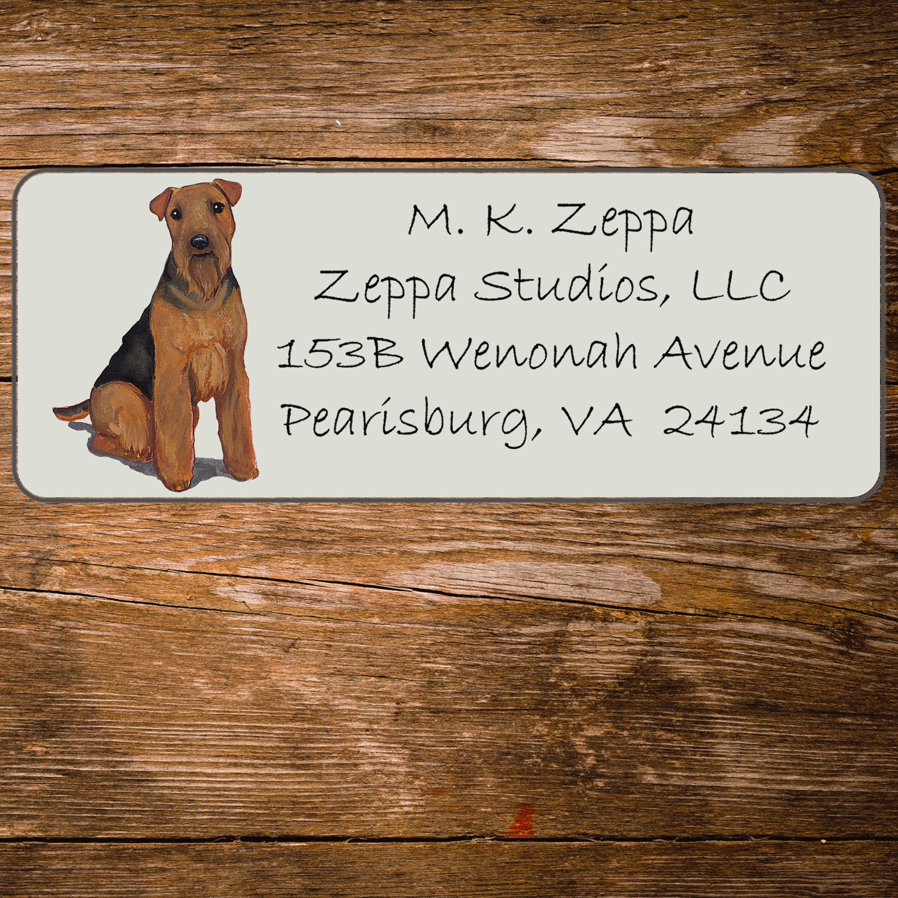 Return address label with a  Welsh Terrier  illustration.