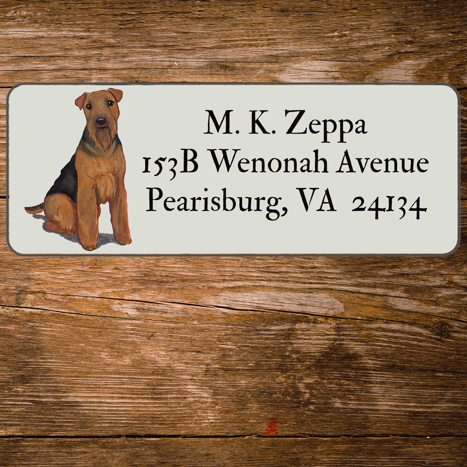 Return address label with a  Welsh Terrier  illustration.