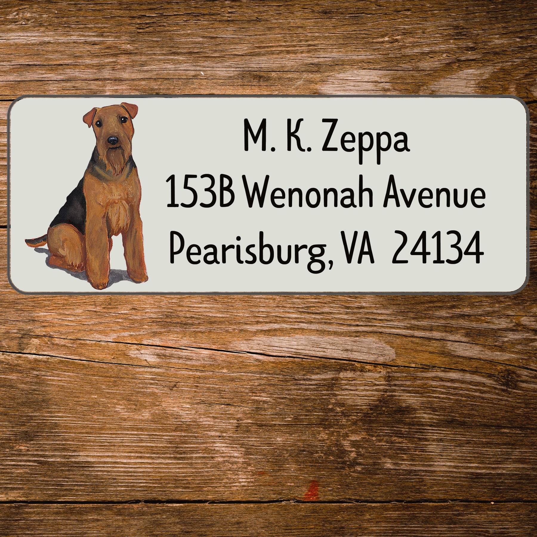 Return address label with a  Welsh Terrier  illustration.
