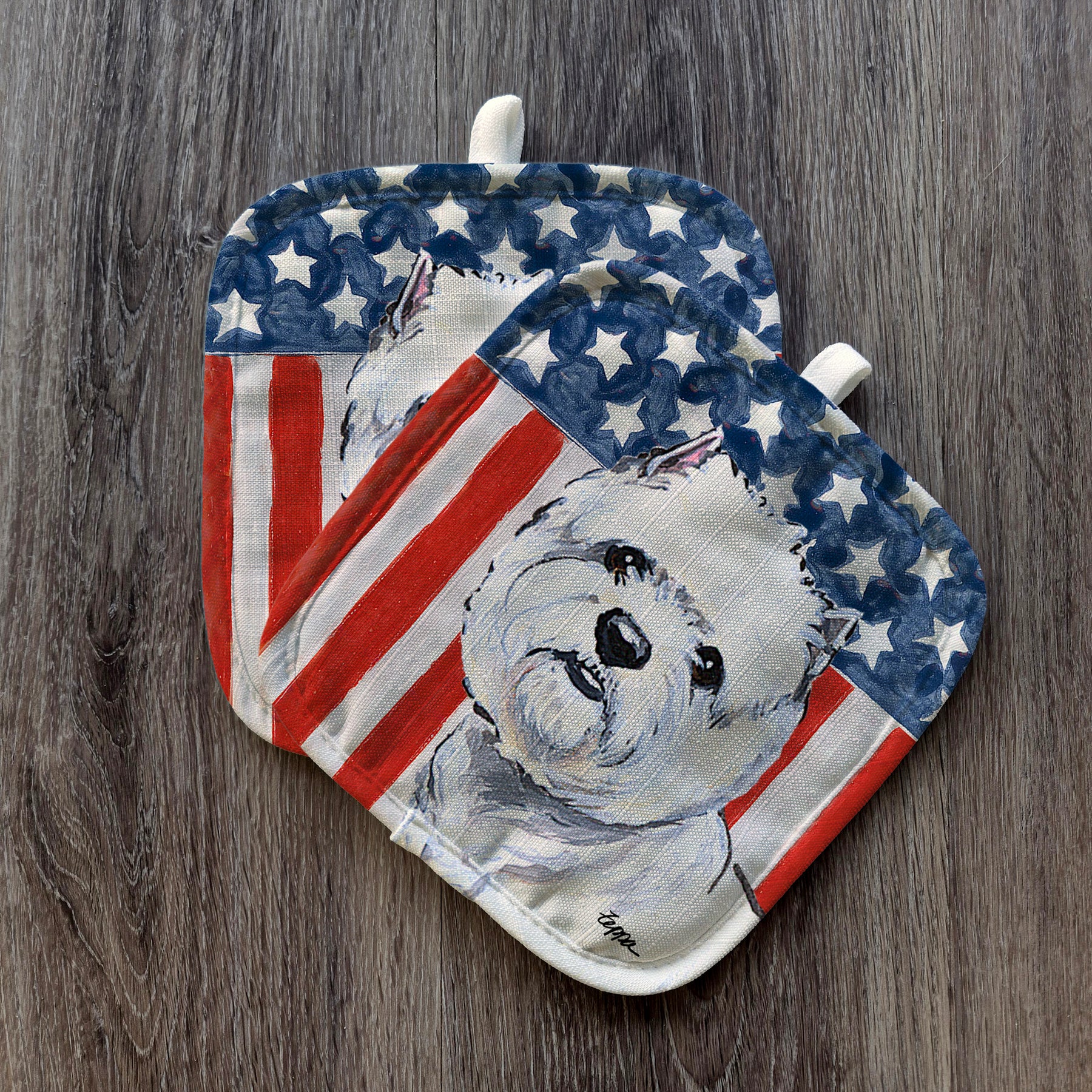 West Highland White Terrier Americana Pot Holder Set