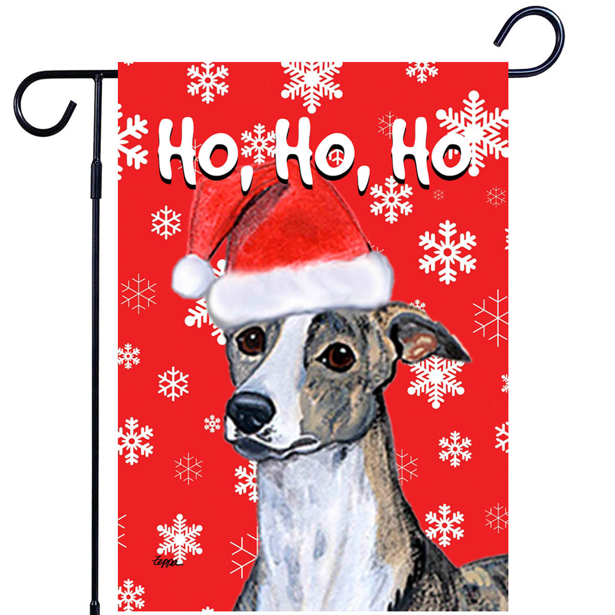 Whippet Ho Ho Ho Garden Flag