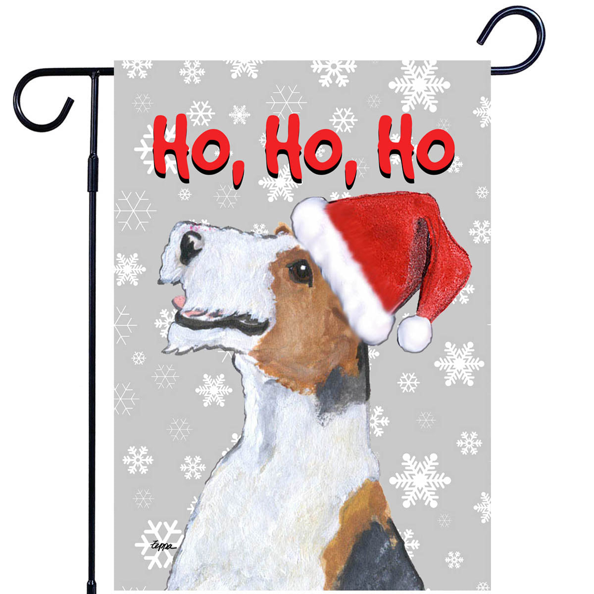 Wire Fox Terrier Ho Ho Ho Garden Flag