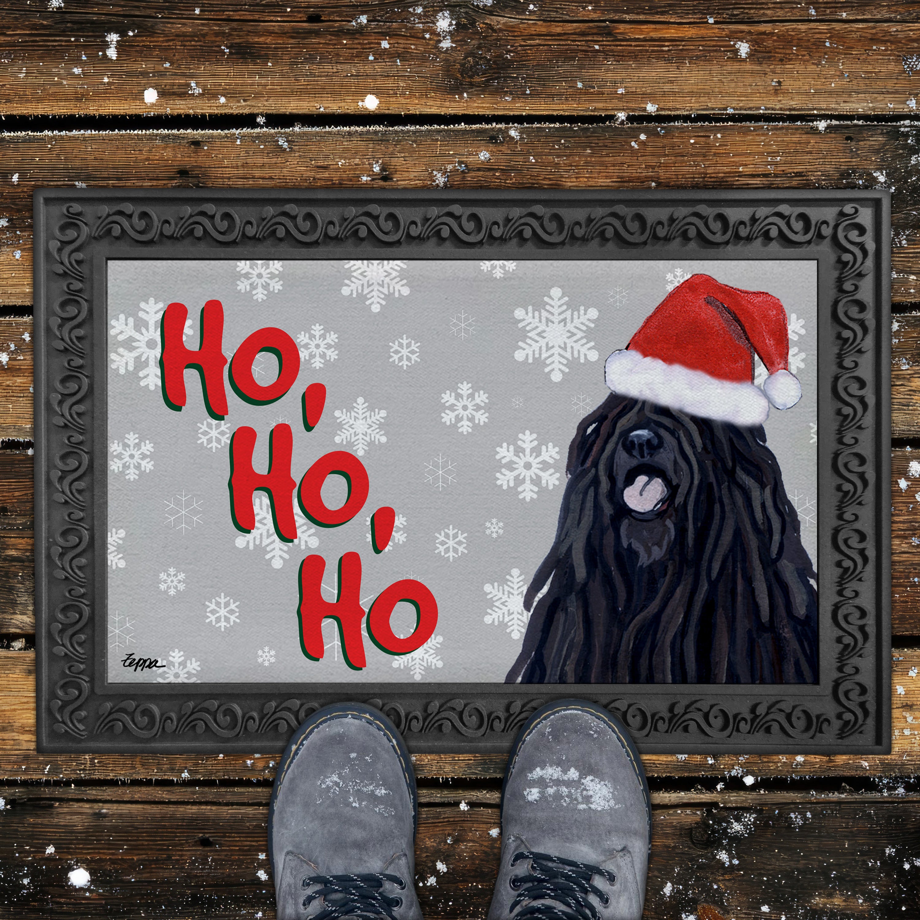 Puli Ho Ho Ho Door Mat in Grey
