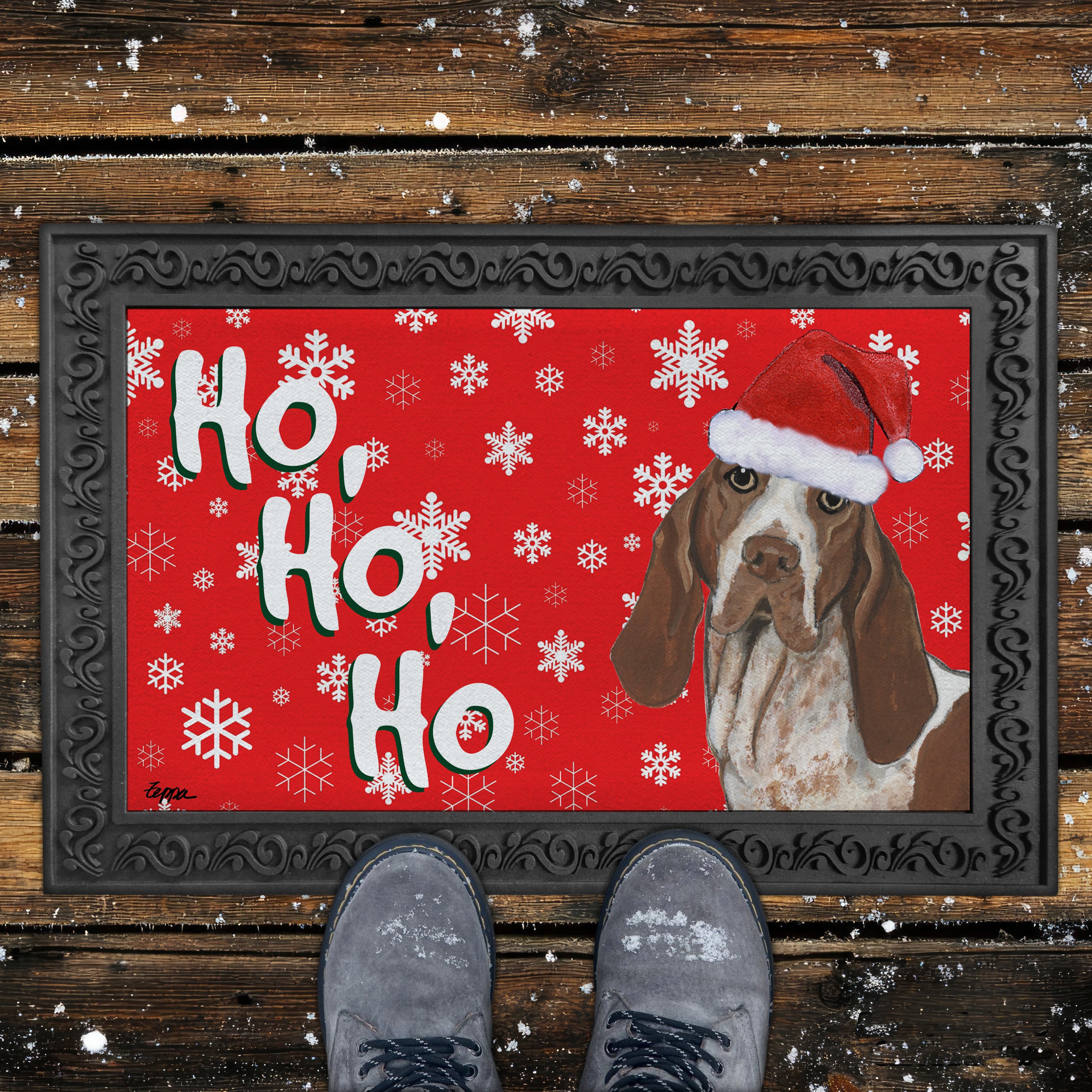 Bracco Italiano Ho Ho Ho Door Mat in Red