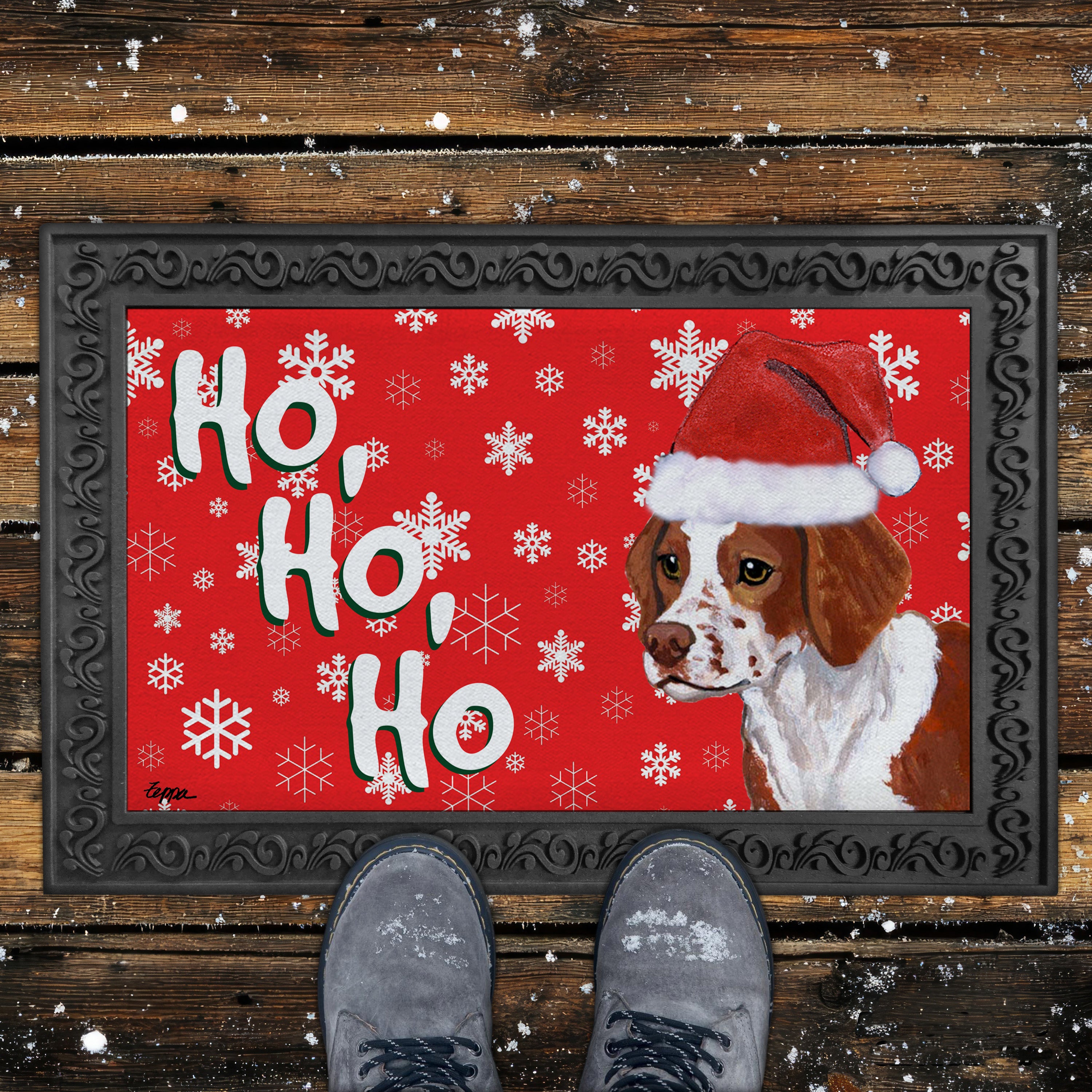 Brittany Ho Ho Ho Door Mat in Red