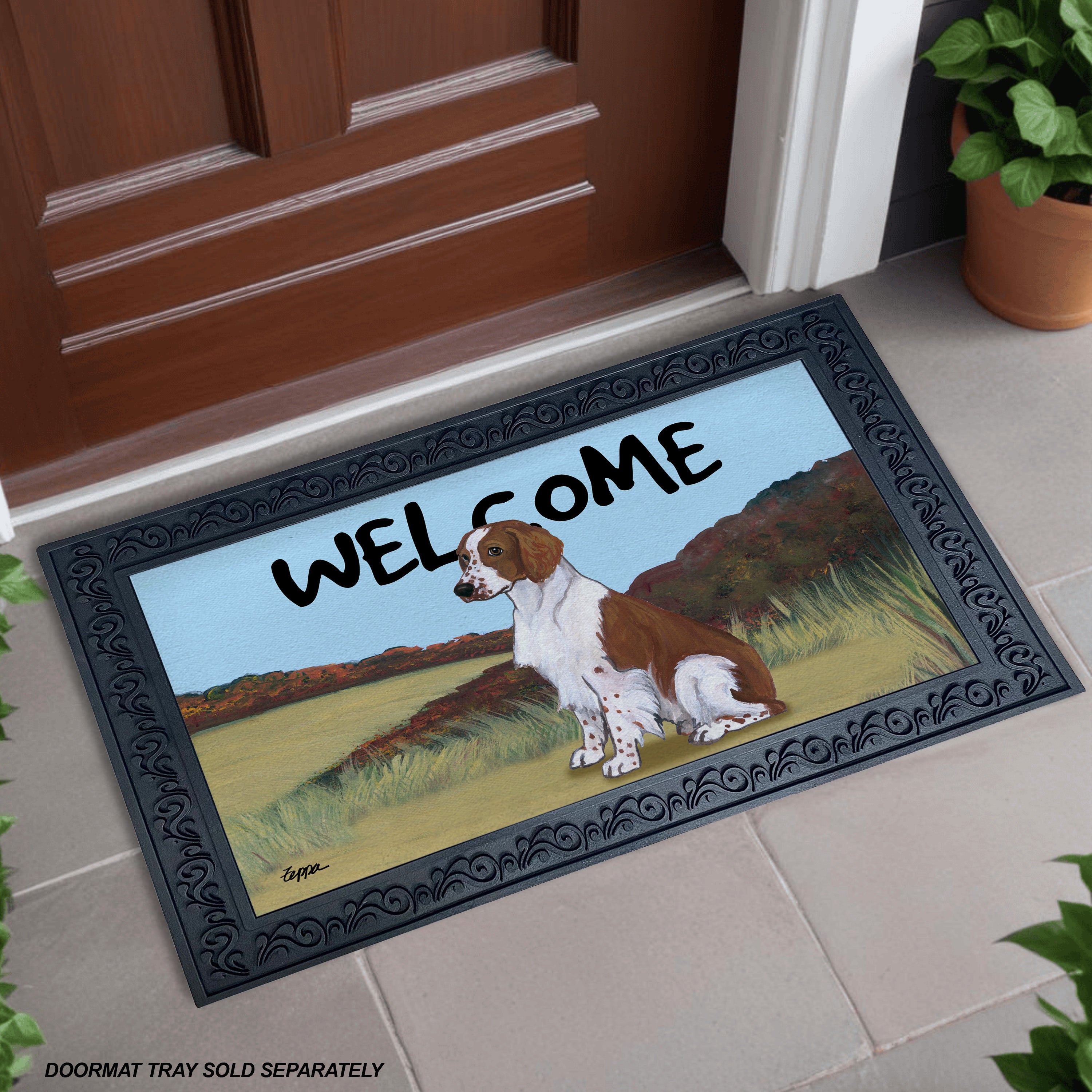 Welsh Springer Spaniel Field Scene Welcome Mat