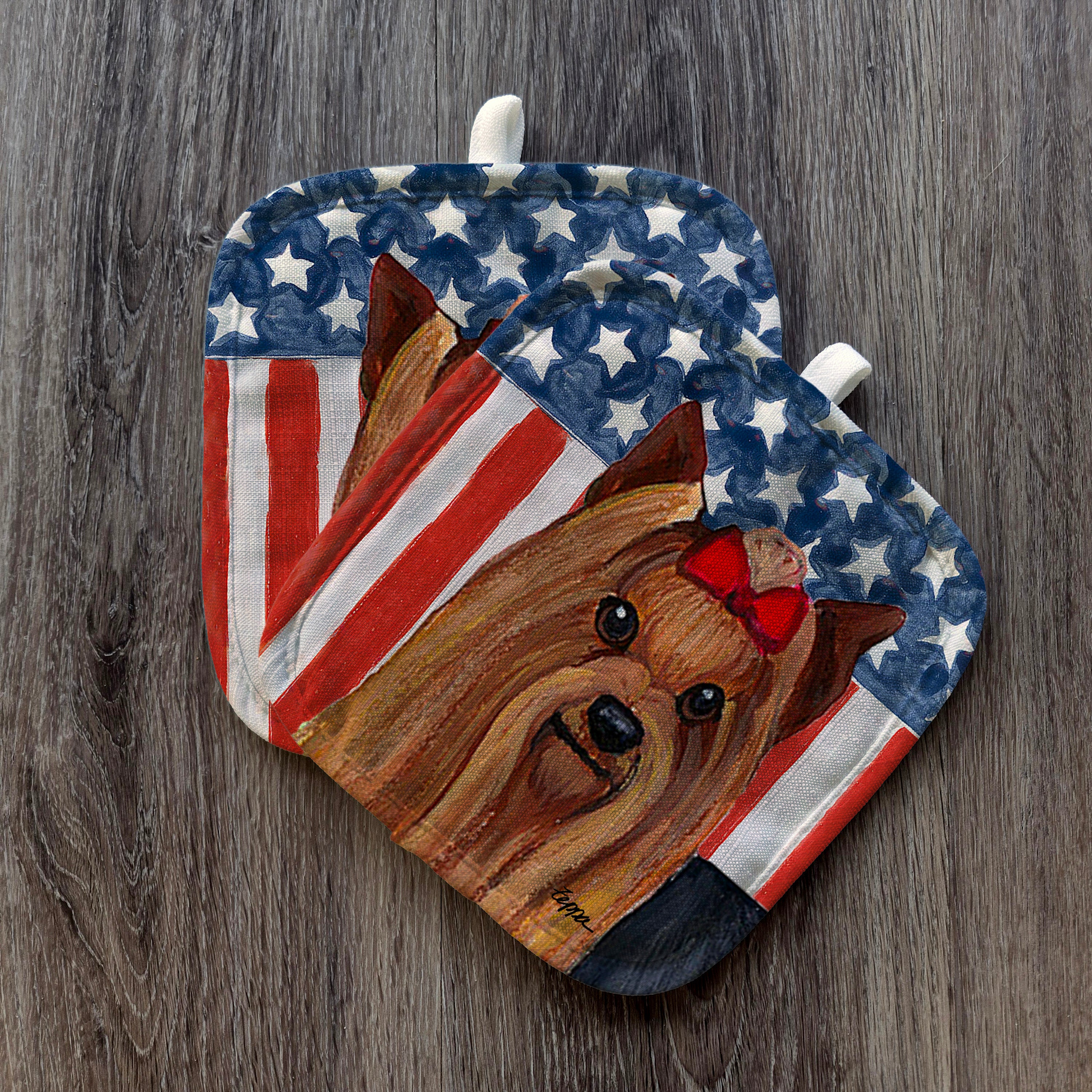 Yorkshire Terrier Americana Pot Holders