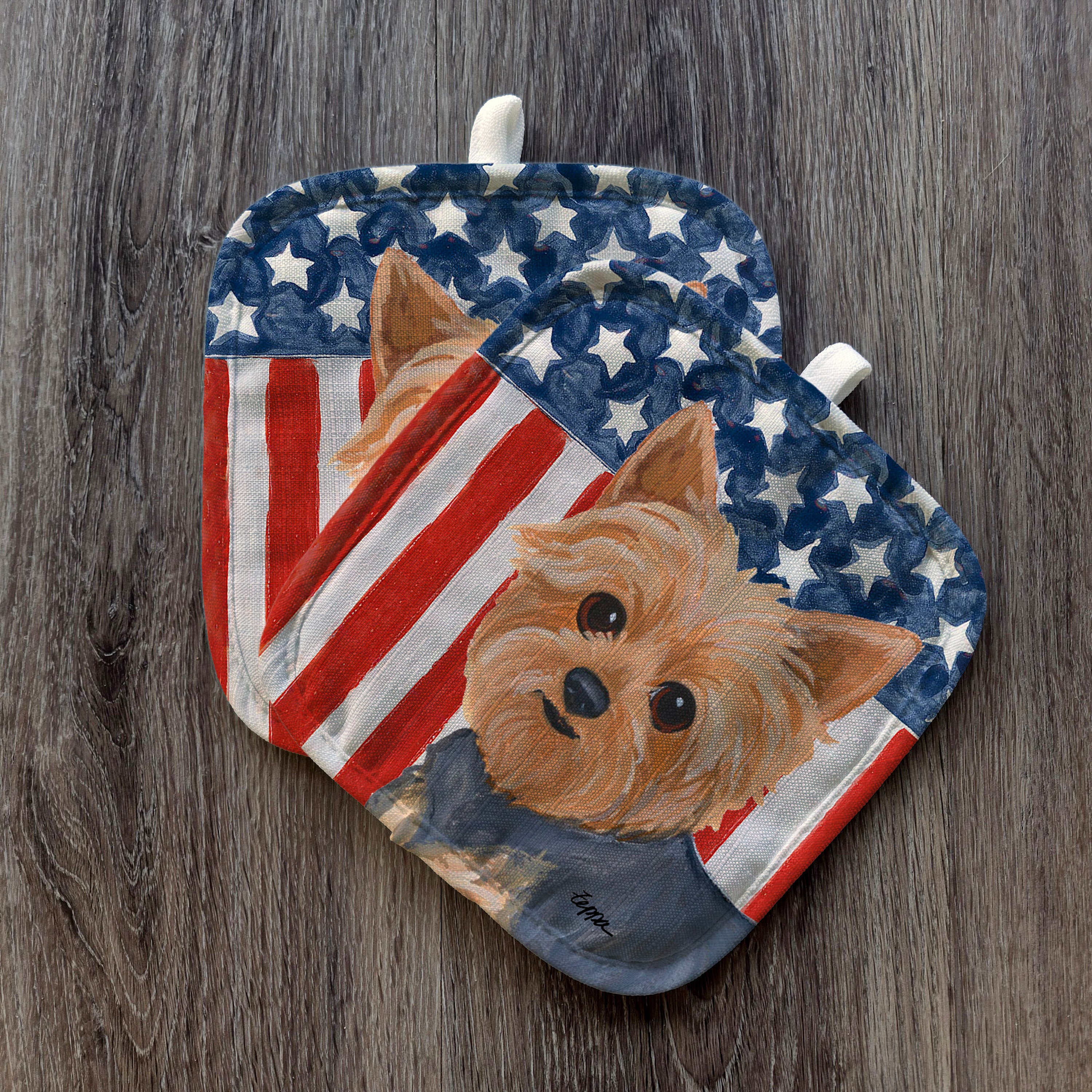 Yorkshire Terrier Puppy Clip Americana Pot Holders
