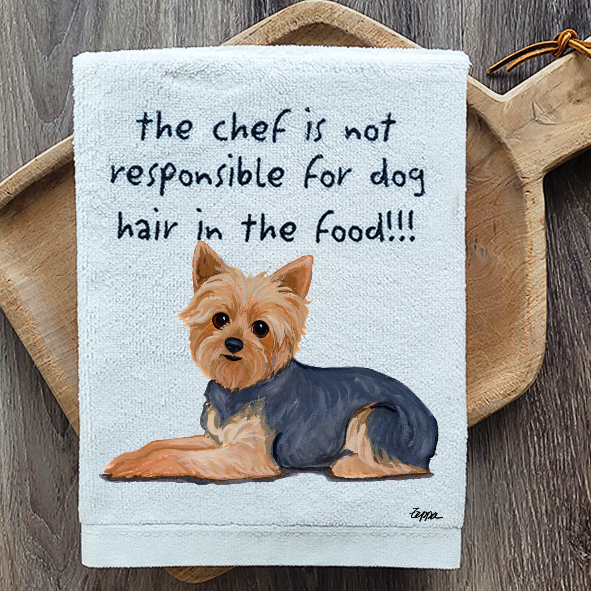 Pawsitively Adorable Yorkie Puppy Clip Kitchen Towel