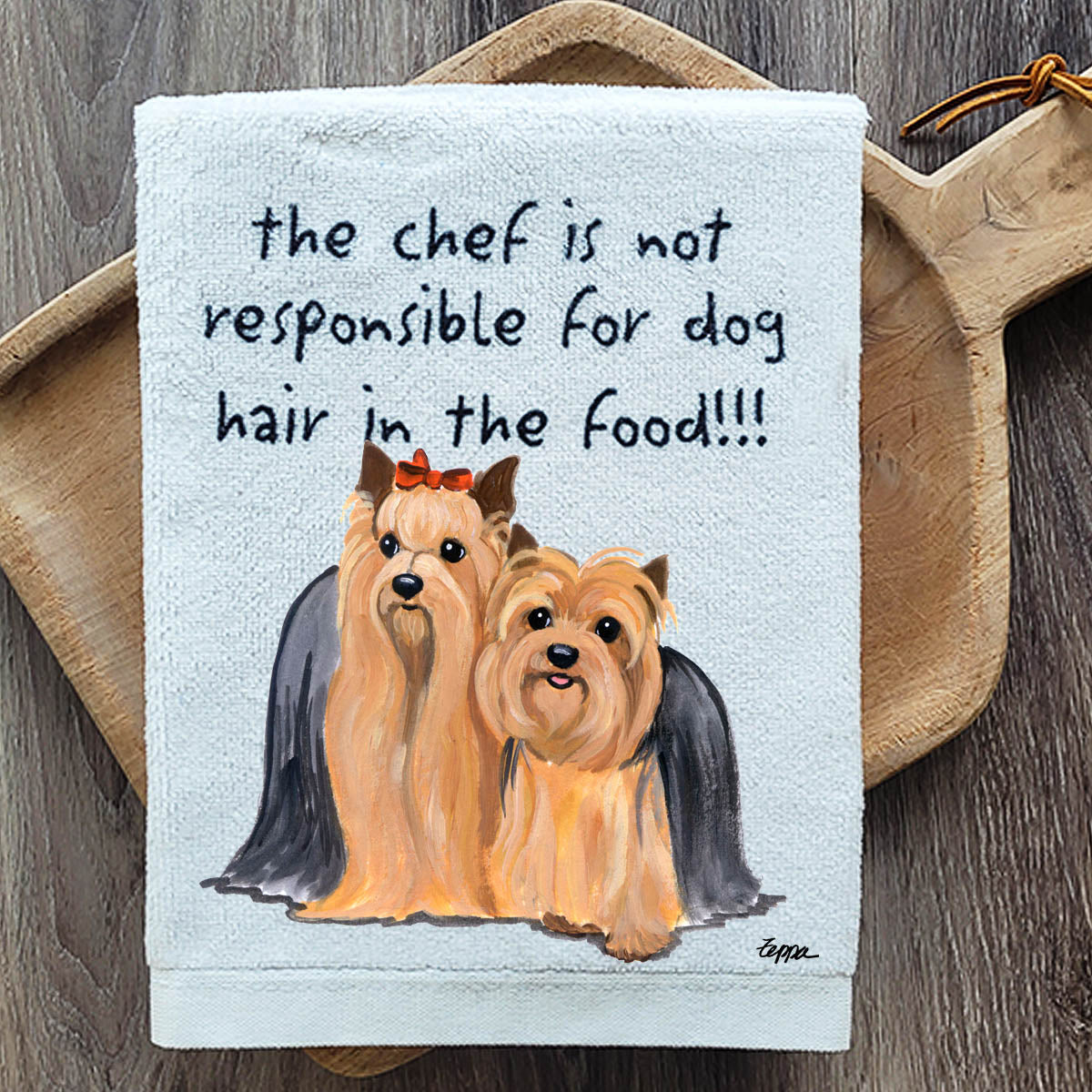 Pawsitively Adorable Yorkie Pair Kitchen Towel