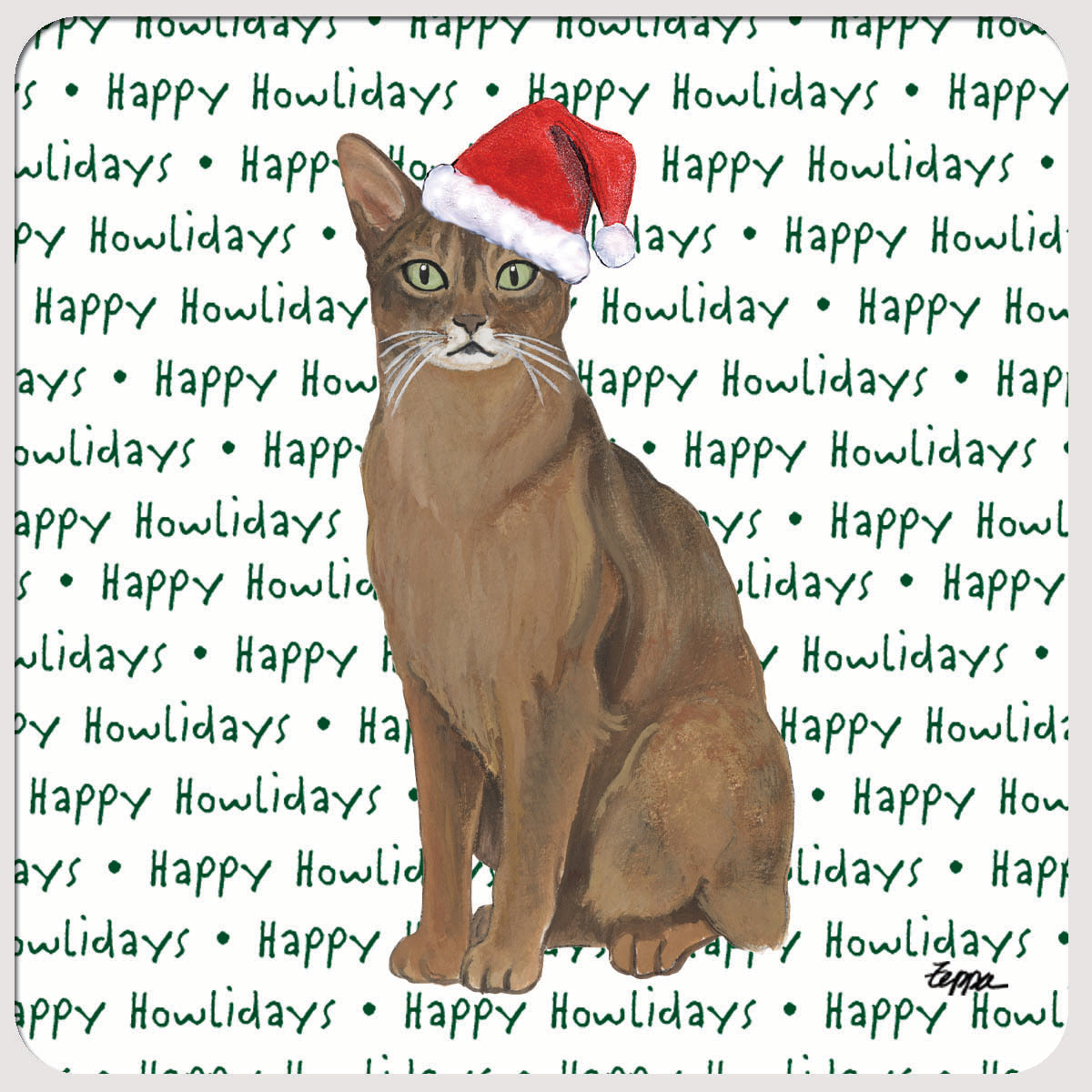 Abyssinian Cat Happy Howlidays Coasters