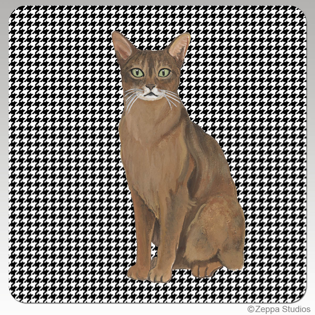 Abyssinian Cat Houndstooth Background Coasters