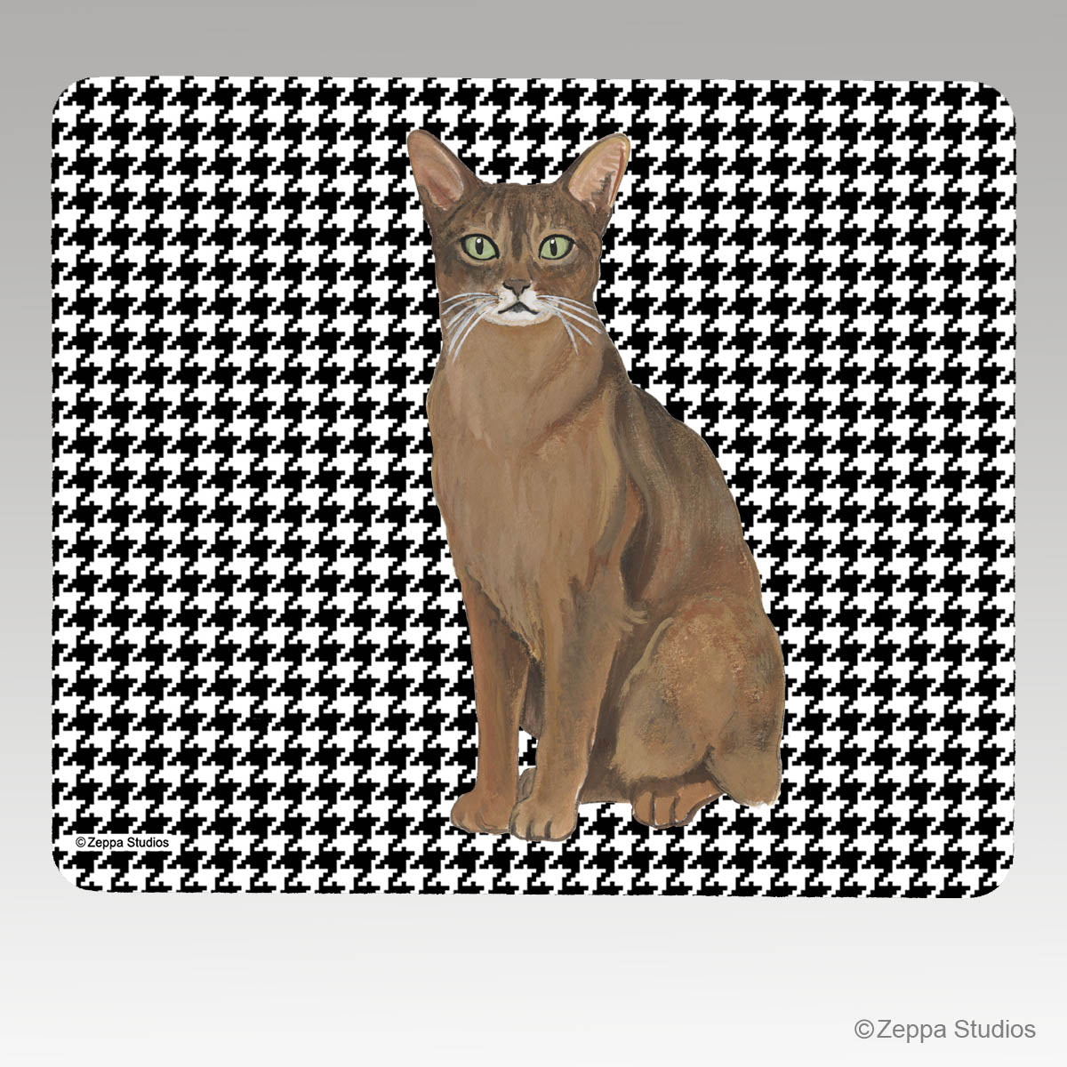 Abyssinian Cat on houndstooth background mouse pad.