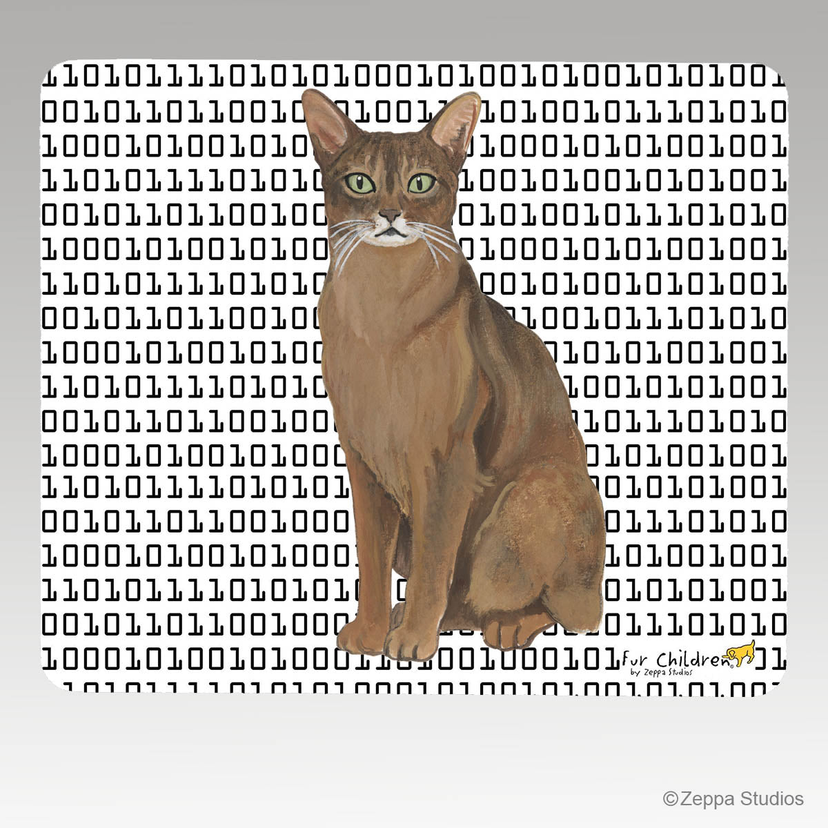 Abyssinian Cat Binary Code Mouse Pad