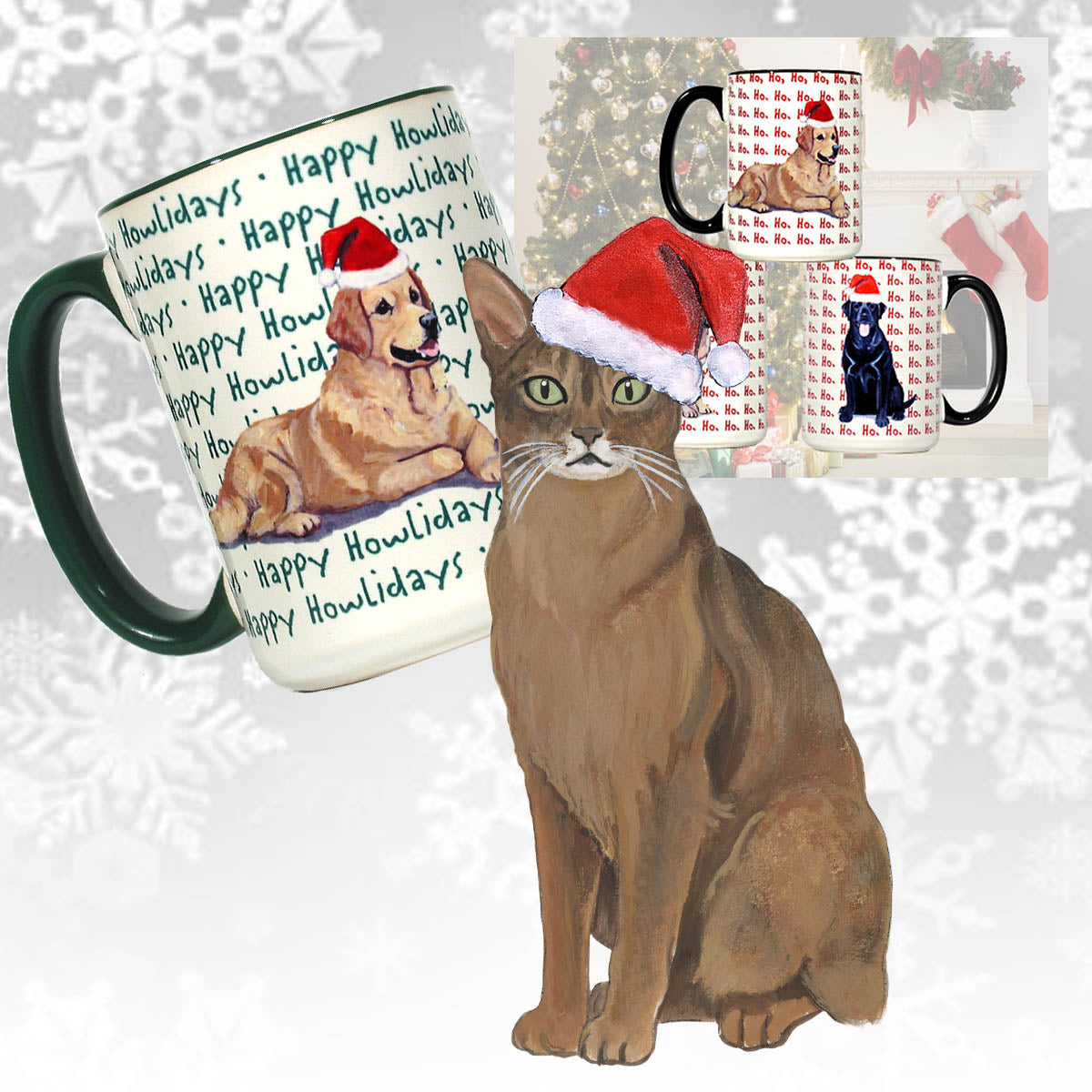 Abyssinian Cat Christmas Mugs