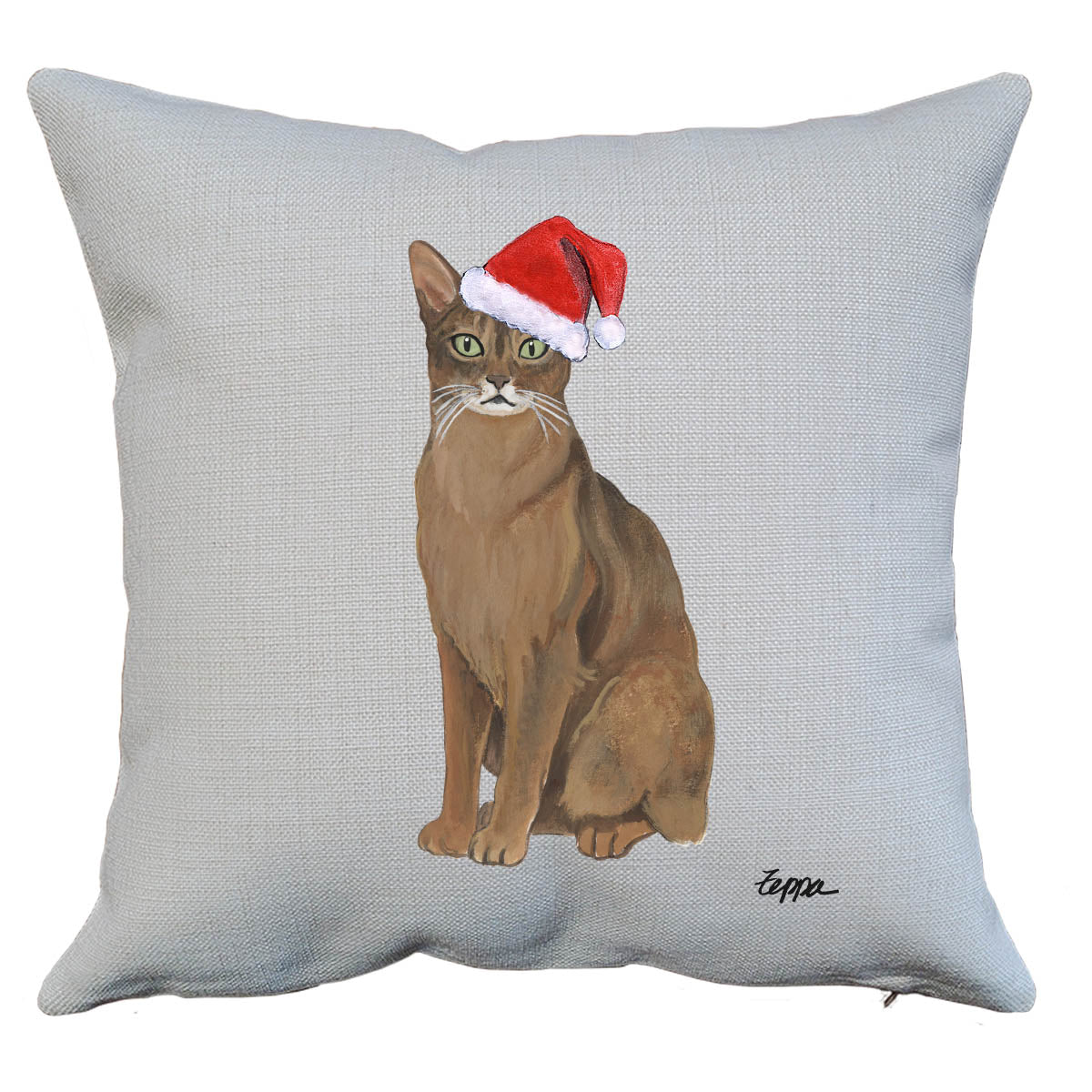 Abyssinian Cat Santa Pillow