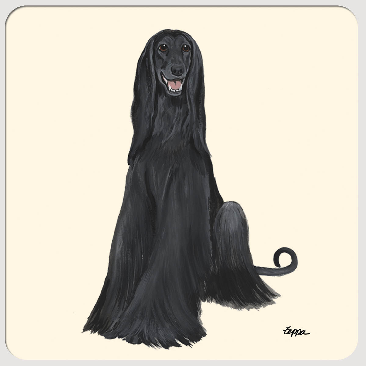 Black Afghan Hound Beverage Coasters