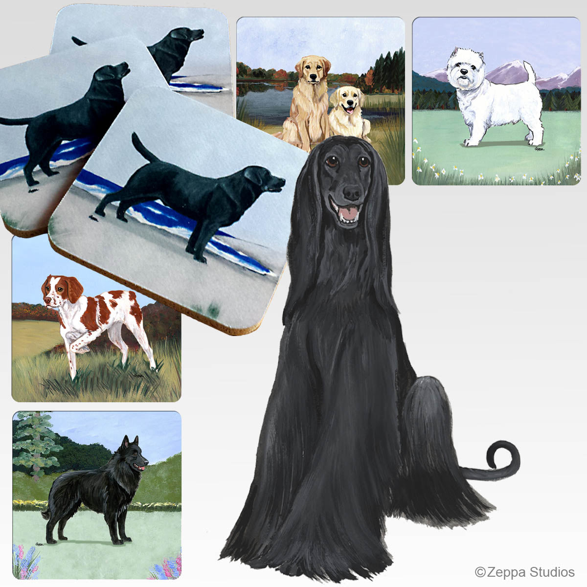 Afghan Hound Scenic Coasters