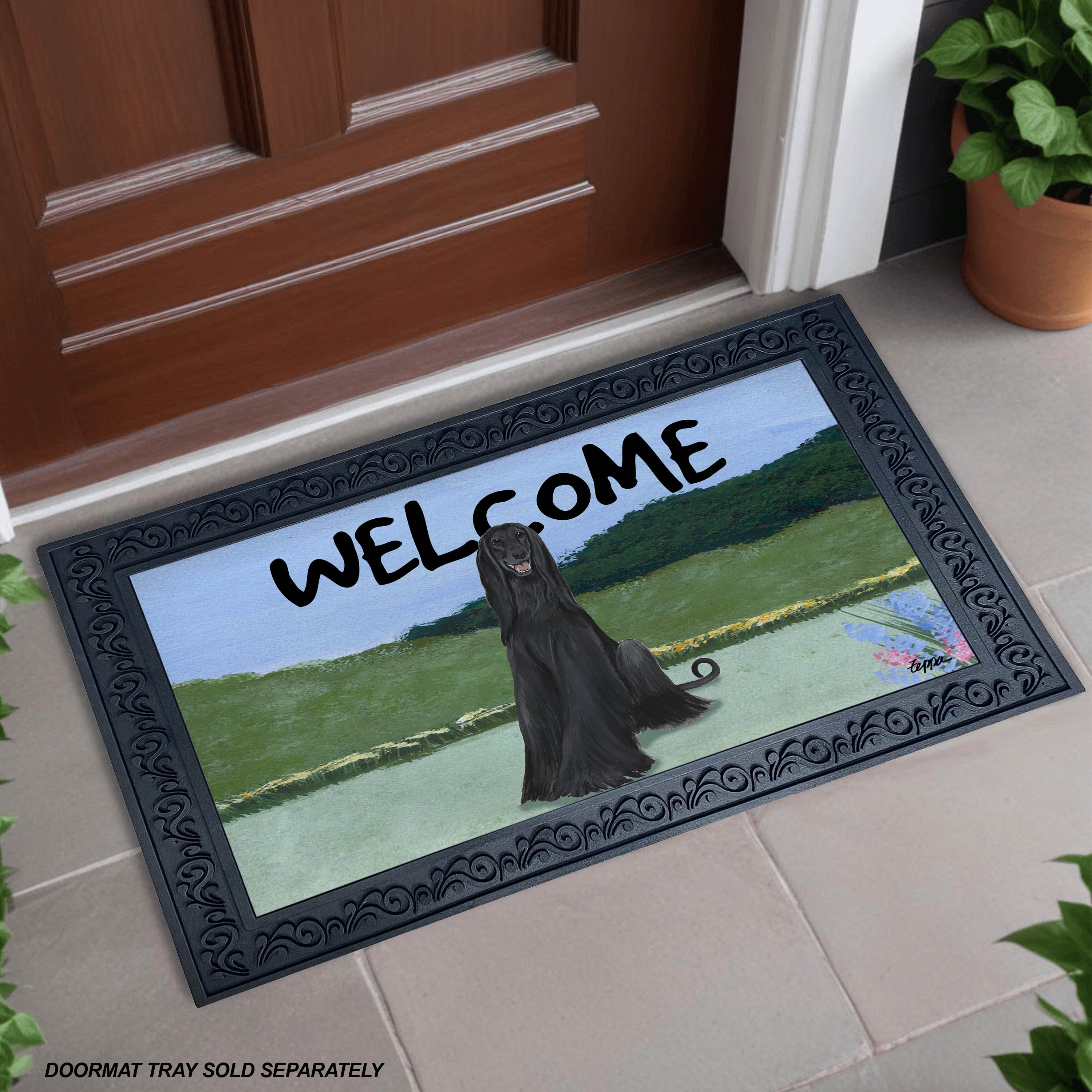 Afghan Hound Scenic Welcome Mat