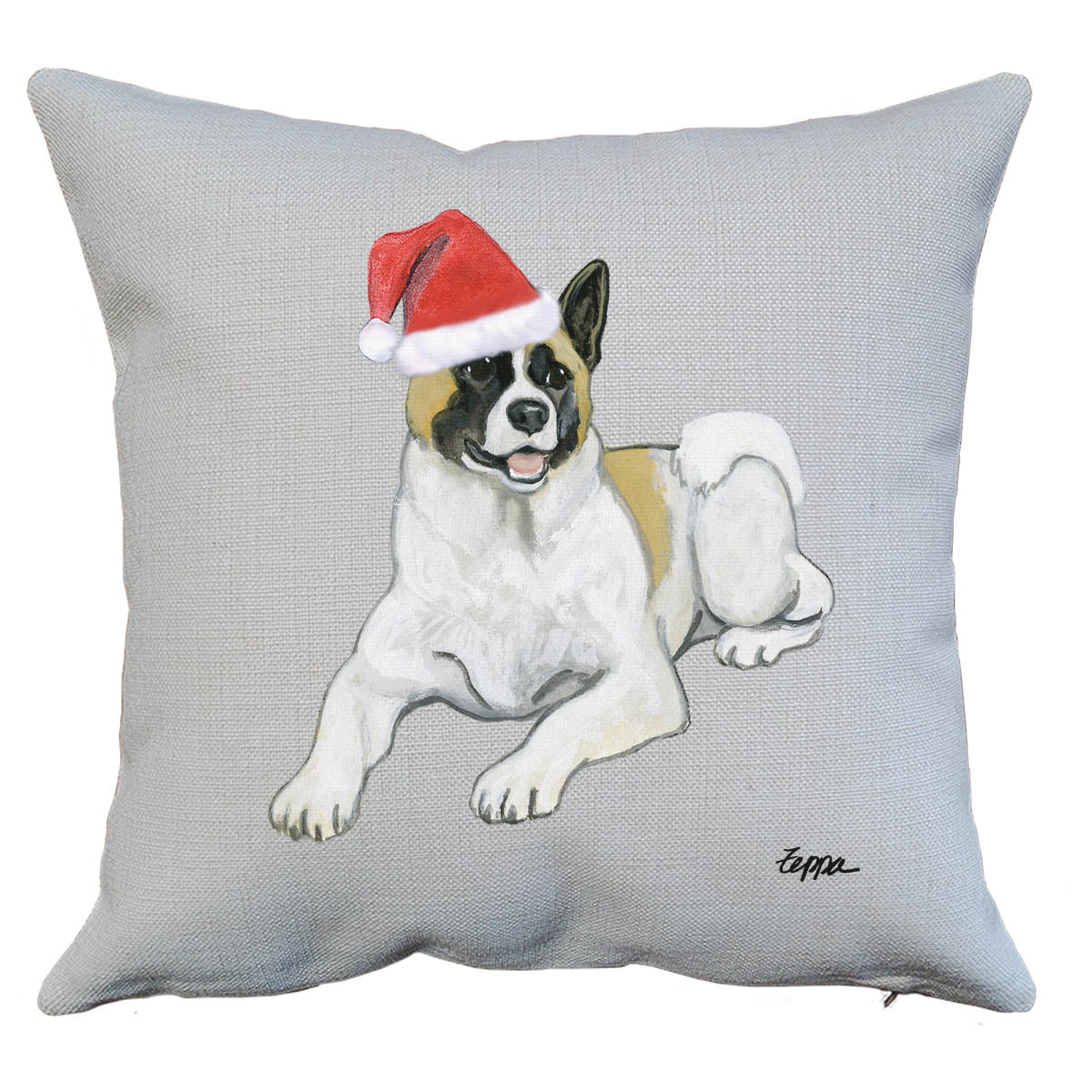 Akita Lying Down Santa Pillow