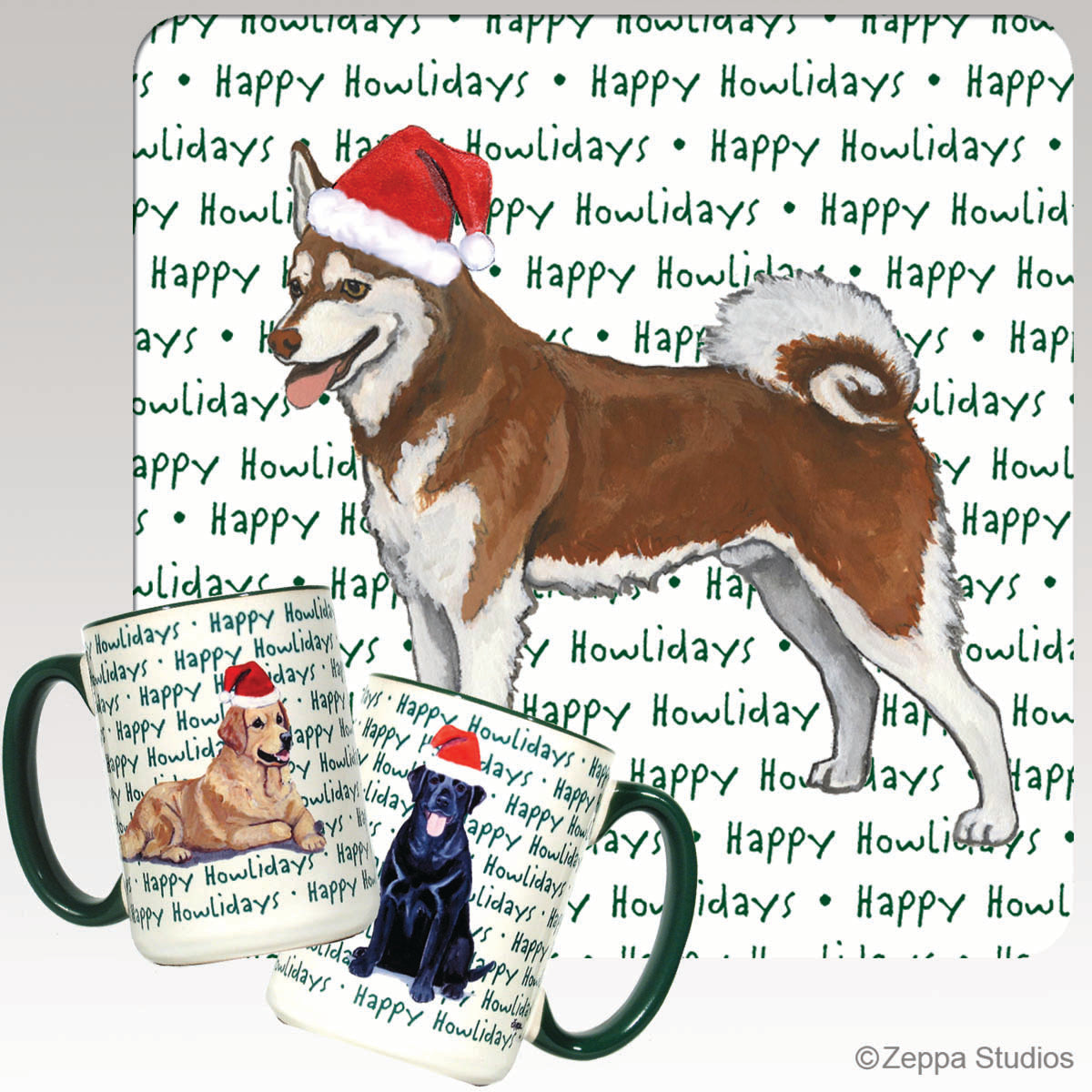 alaskan klee kai happy howlidays mug