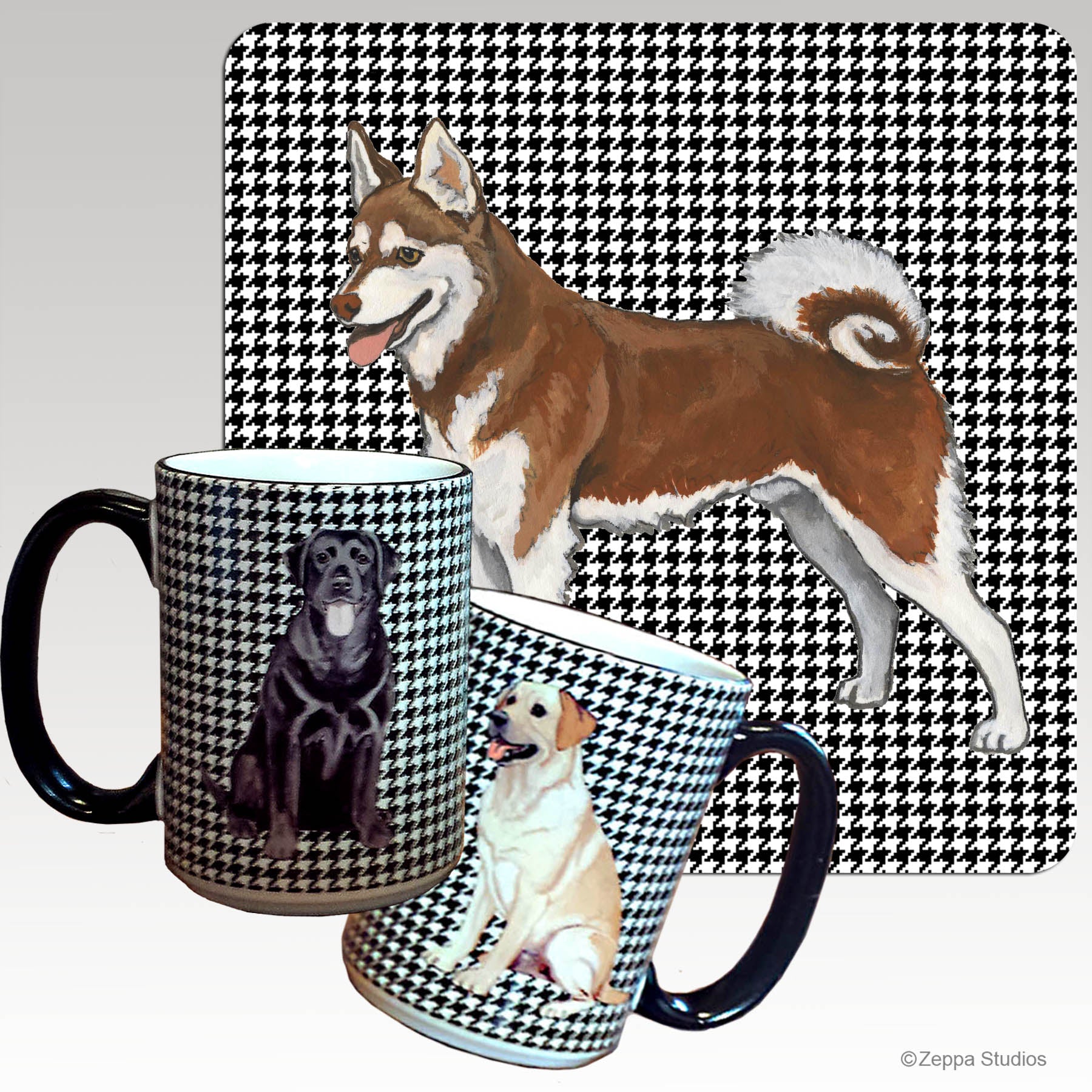 alaskan klee kai houndstooth mug