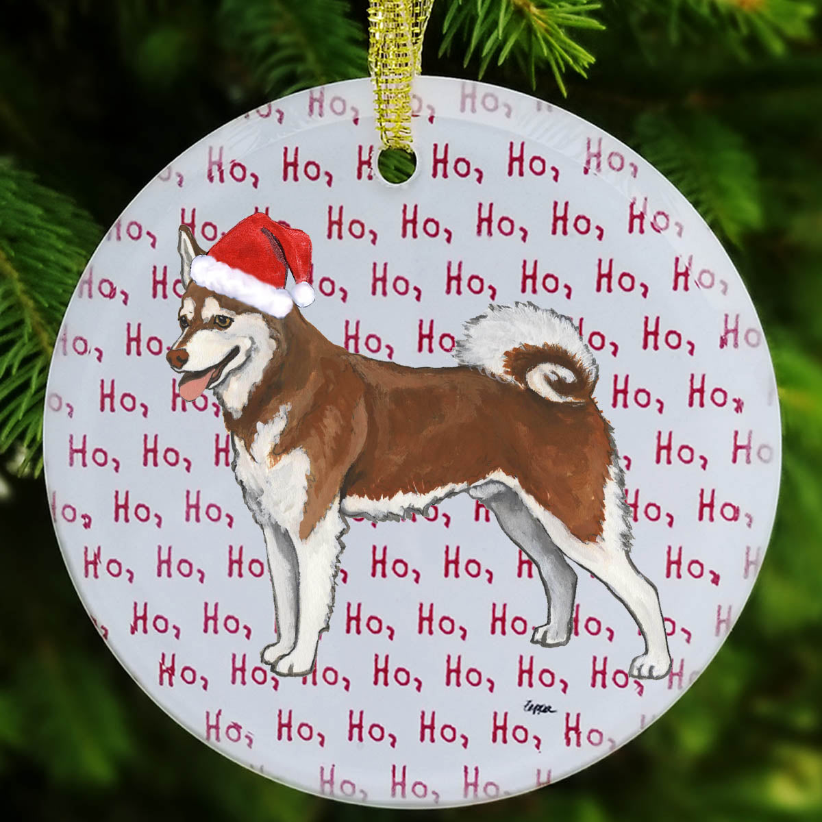 alaskan klee kai hohoho ornament