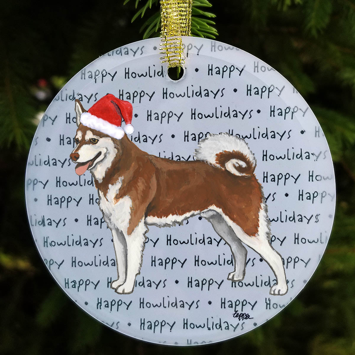 alaskan klee kai happy howliday ornament