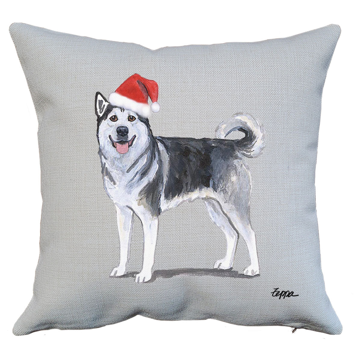Alaskan Malamute Santa Pillow