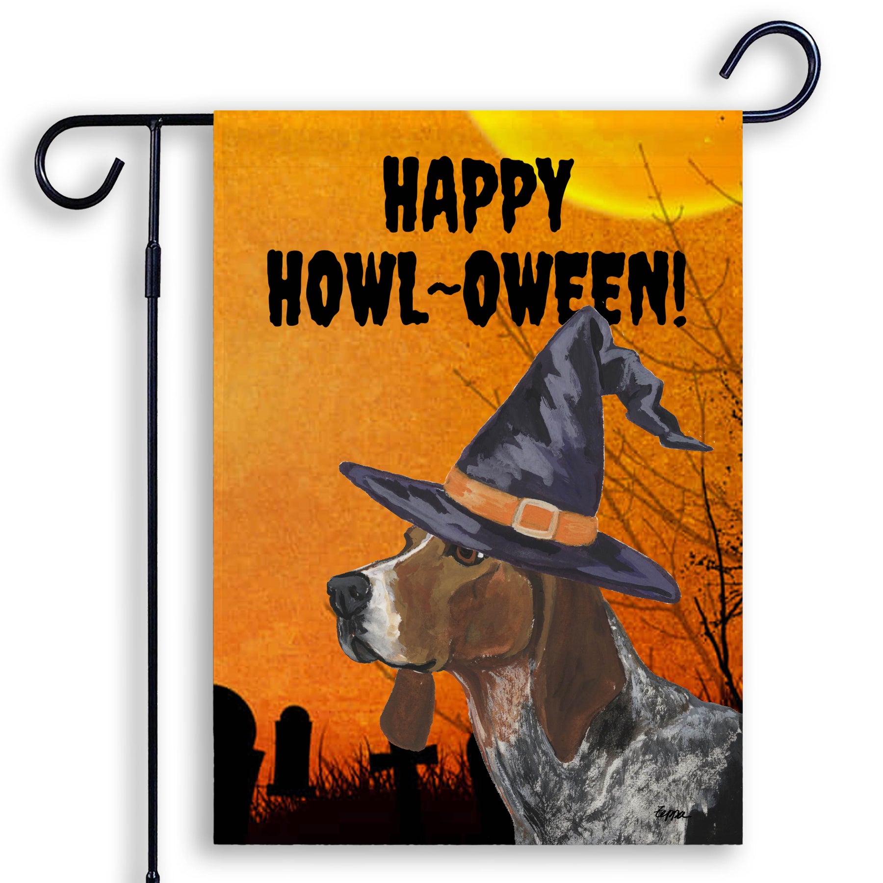 American English Coonhound Happy HOWLoween Garden Flag